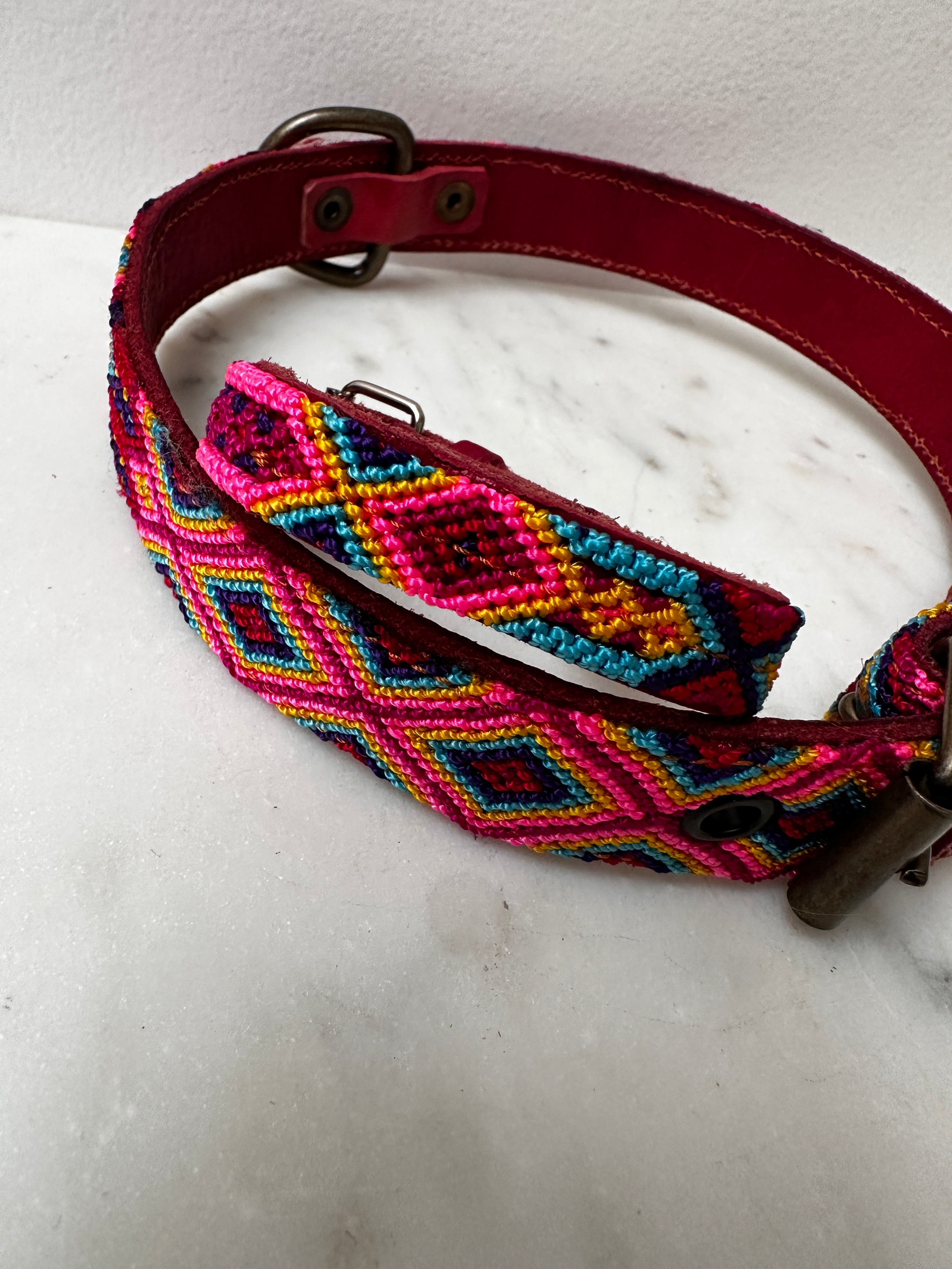 Future Nomads Homewares One Size Huichol Fully Embroidered Dog Collar L10