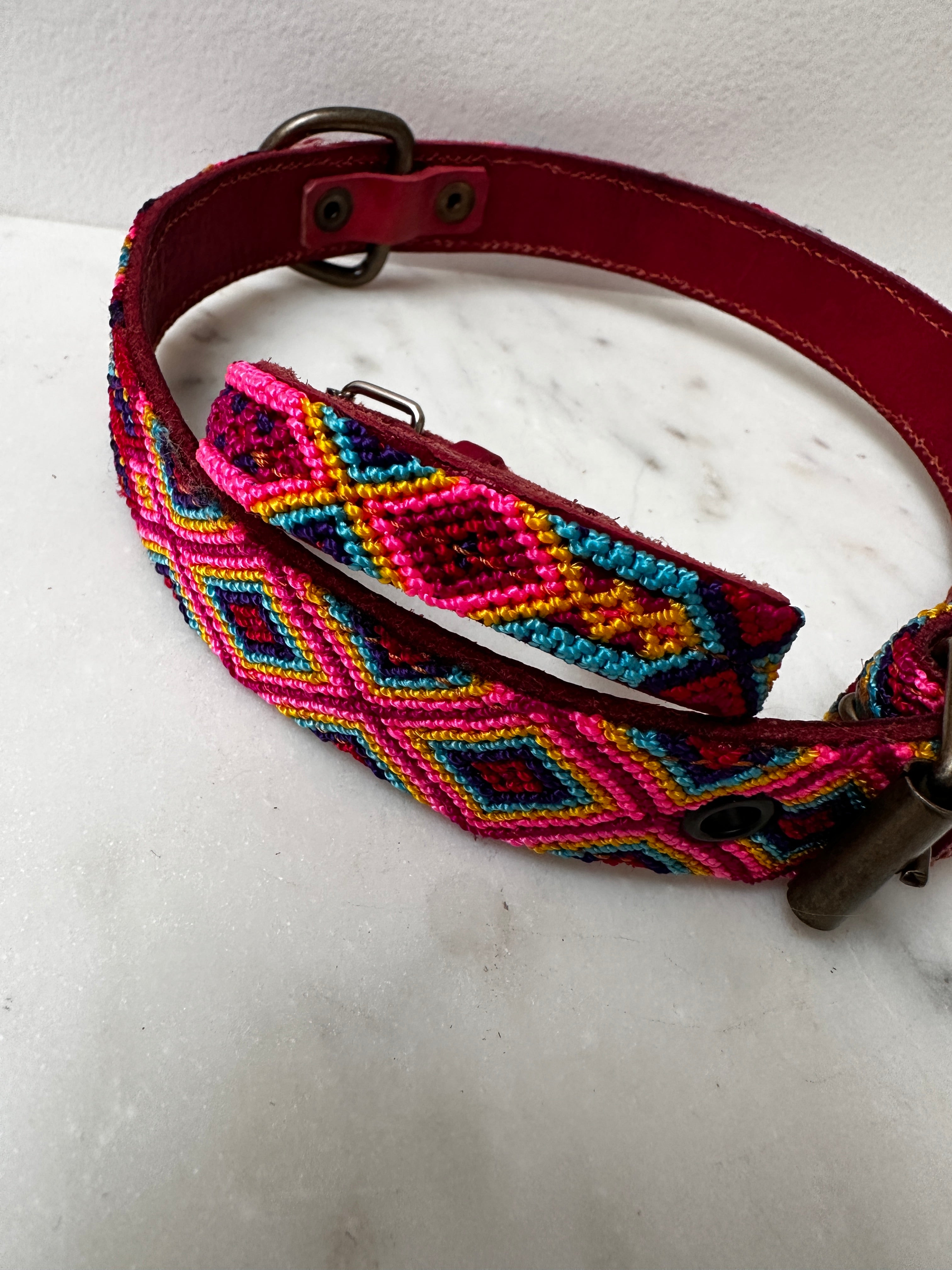 Huichol Fully Embroidered Dog Collar L10 | Homewares