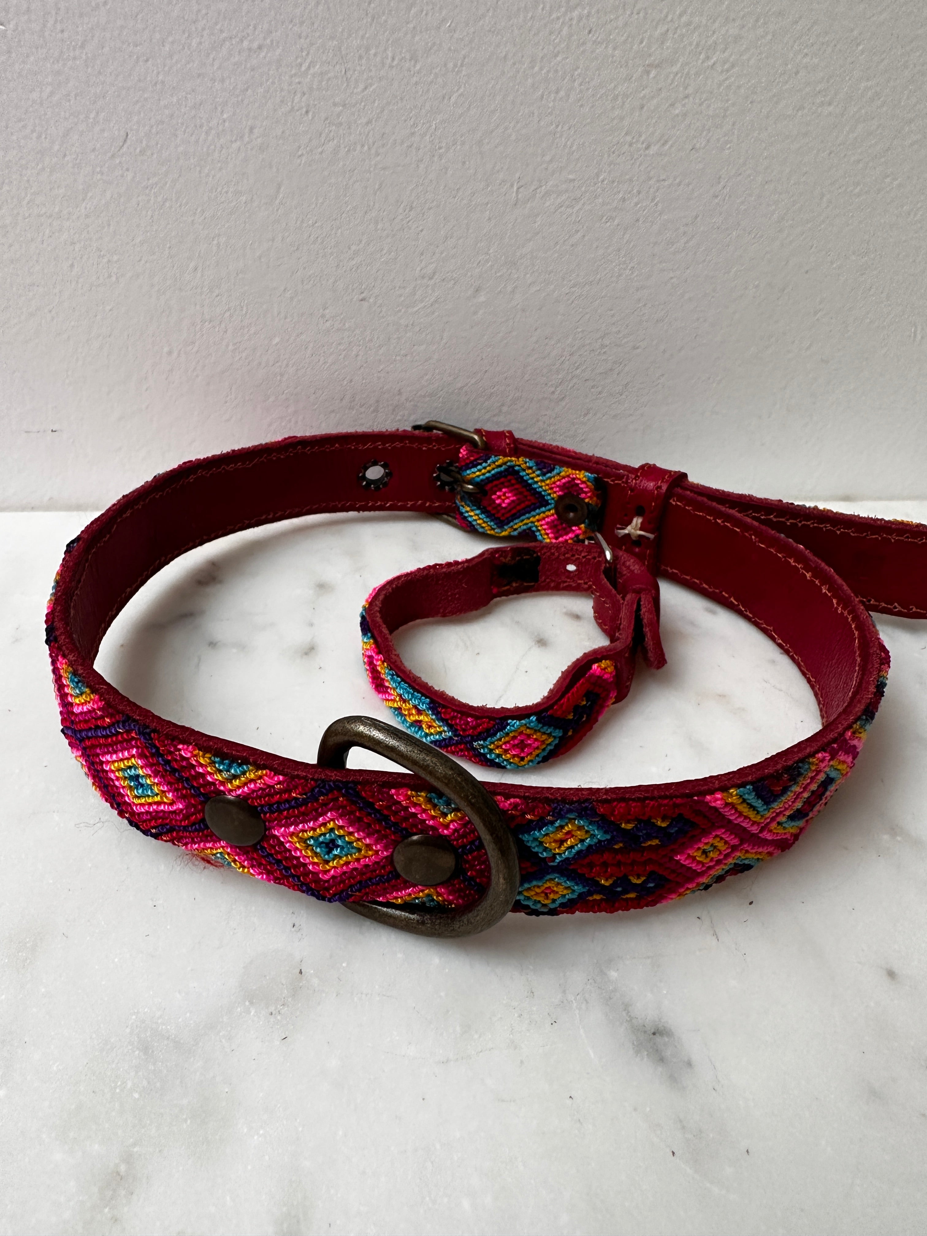 Future Nomads Homewares One Size Huichol Fully Embroidered Dog Collar L10