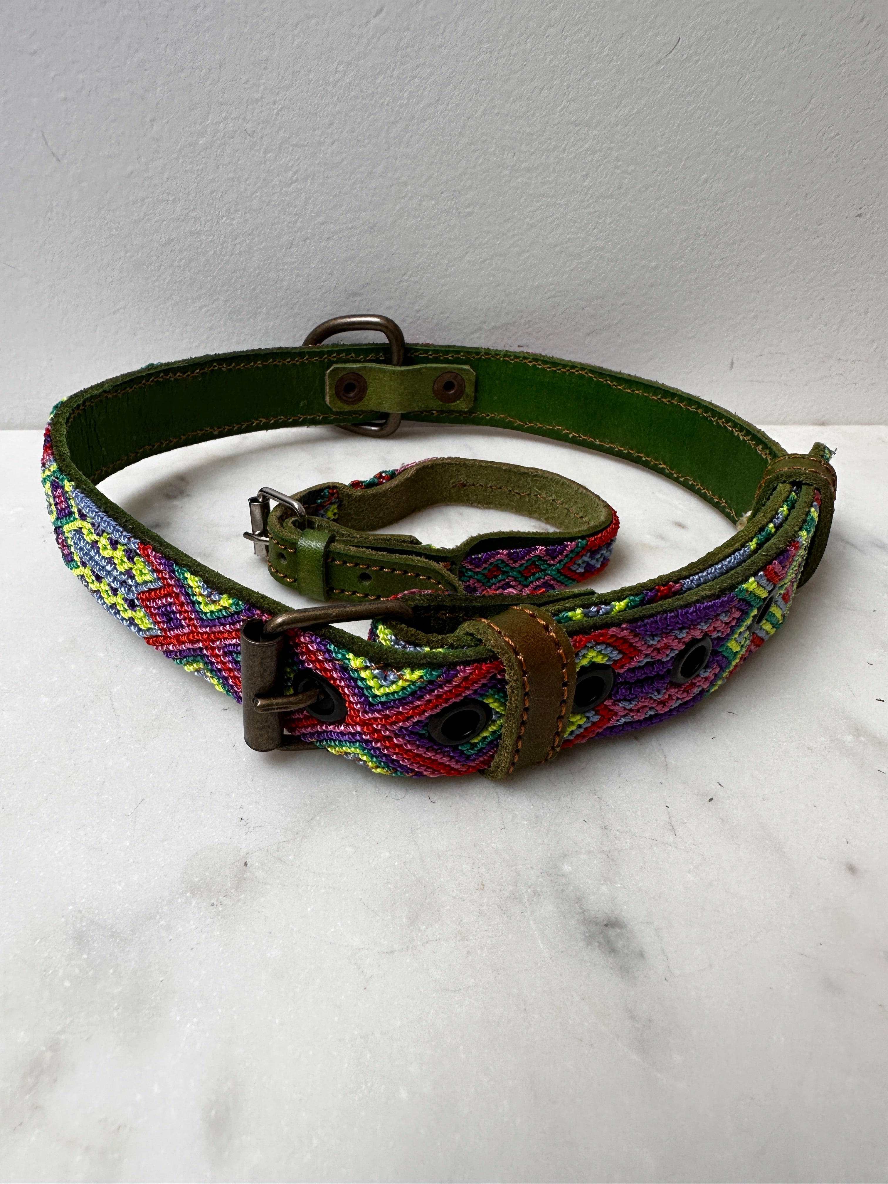 Future Nomads Homewares One Size Huichol Fully Embroidered Dog Collar L5