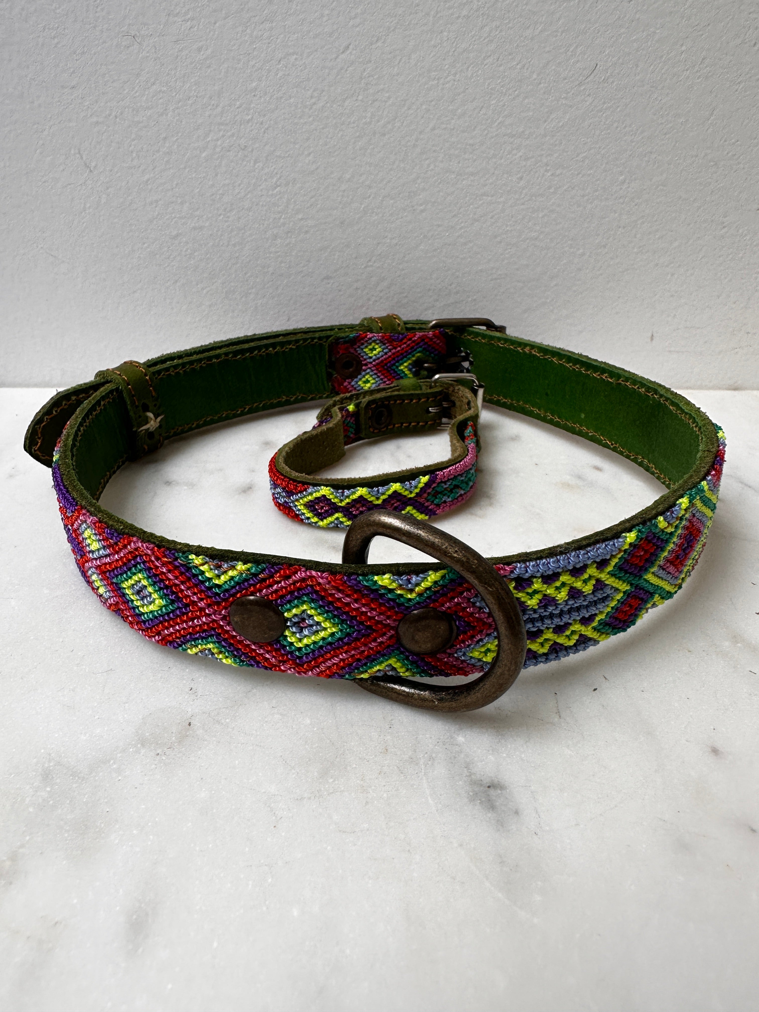 Future Nomads Homewares One Size Huichol Fully Embroidered Dog Collar L5