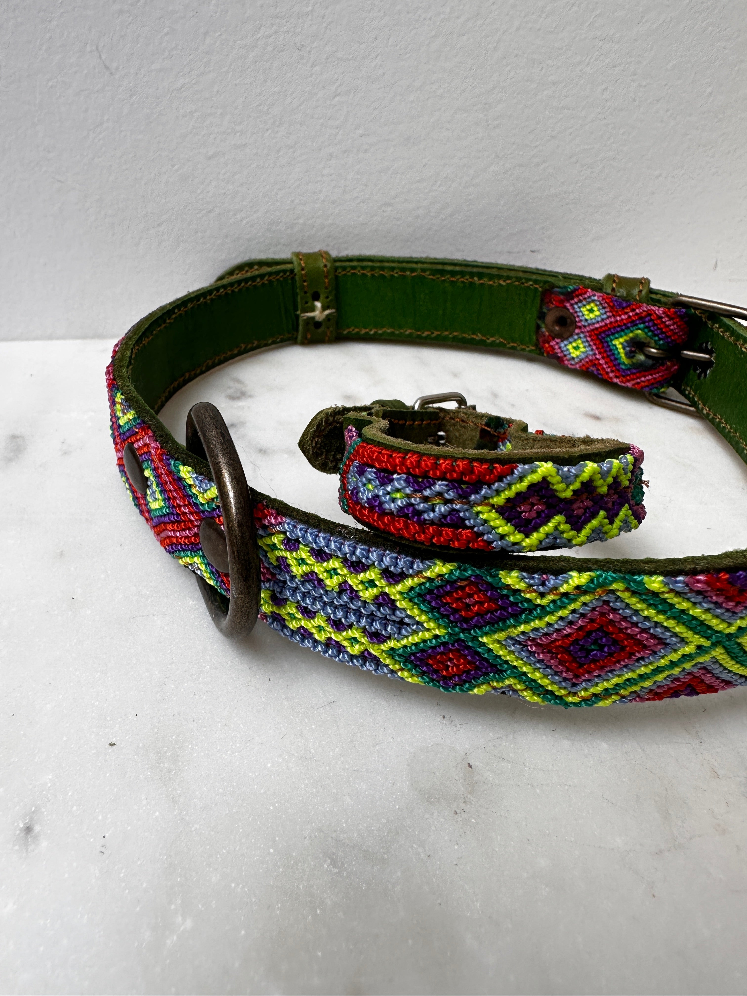 Future Nomads Homewares One Size Huichol Fully Embroidered Dog Collar L5