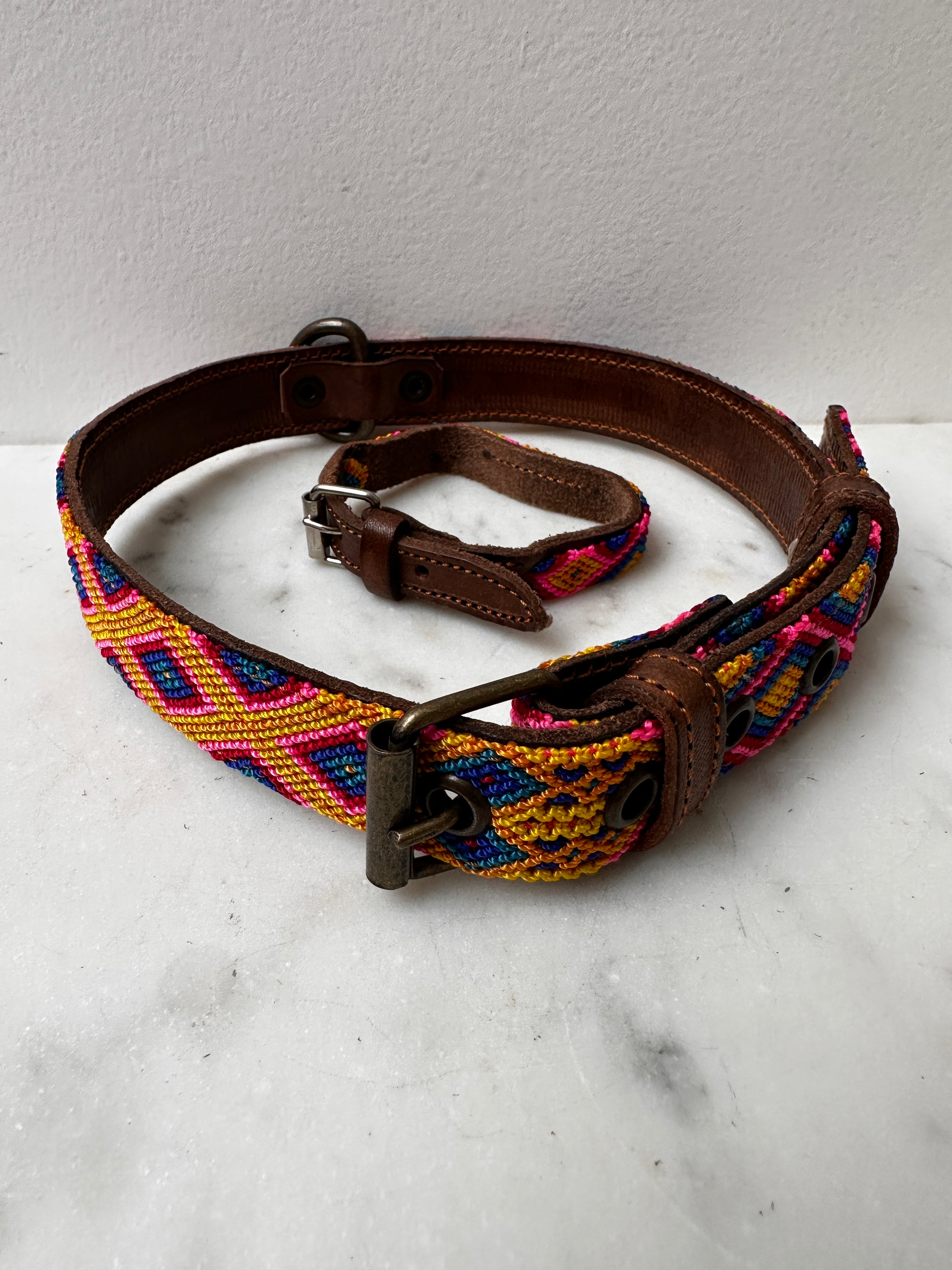 Future Nomads Homewares One Size Huichol Fully Embroidered Dog Collar L8