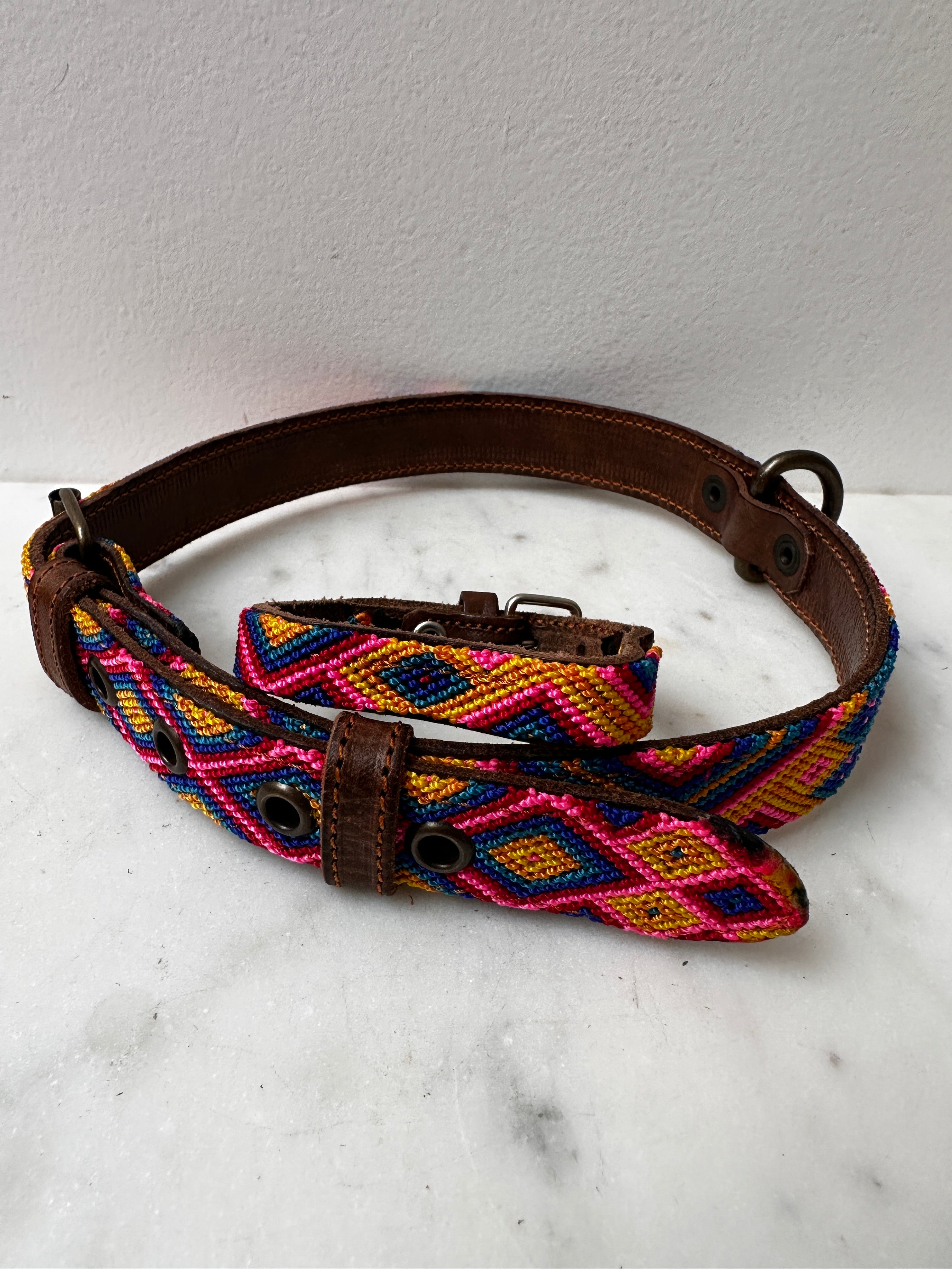 Future Nomads Homewares One Size Huichol Fully Embroidered Dog Collar L8