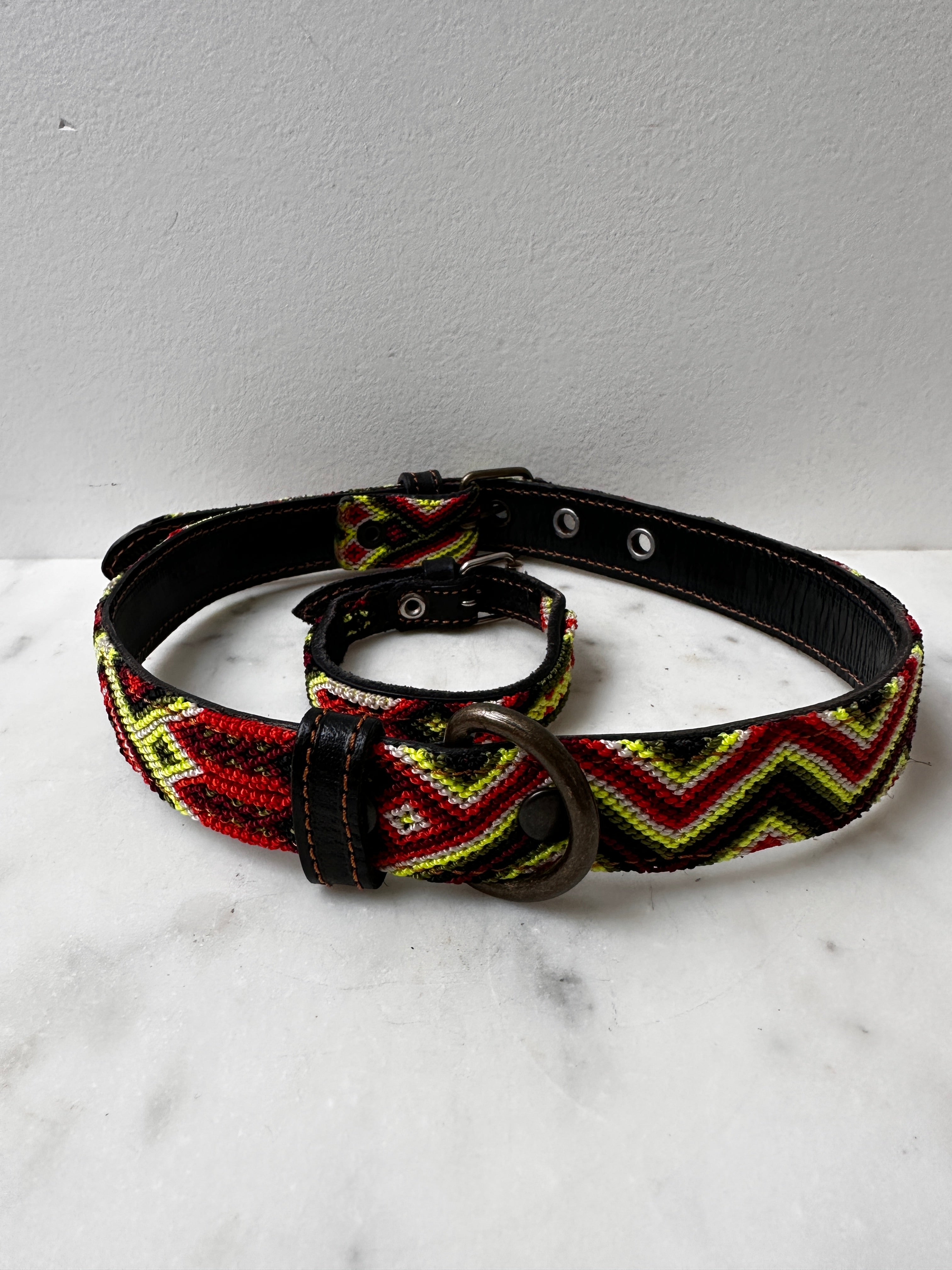 Future Nomads Homewares One Size Huichol Fully Embroidered Dog Collar L9