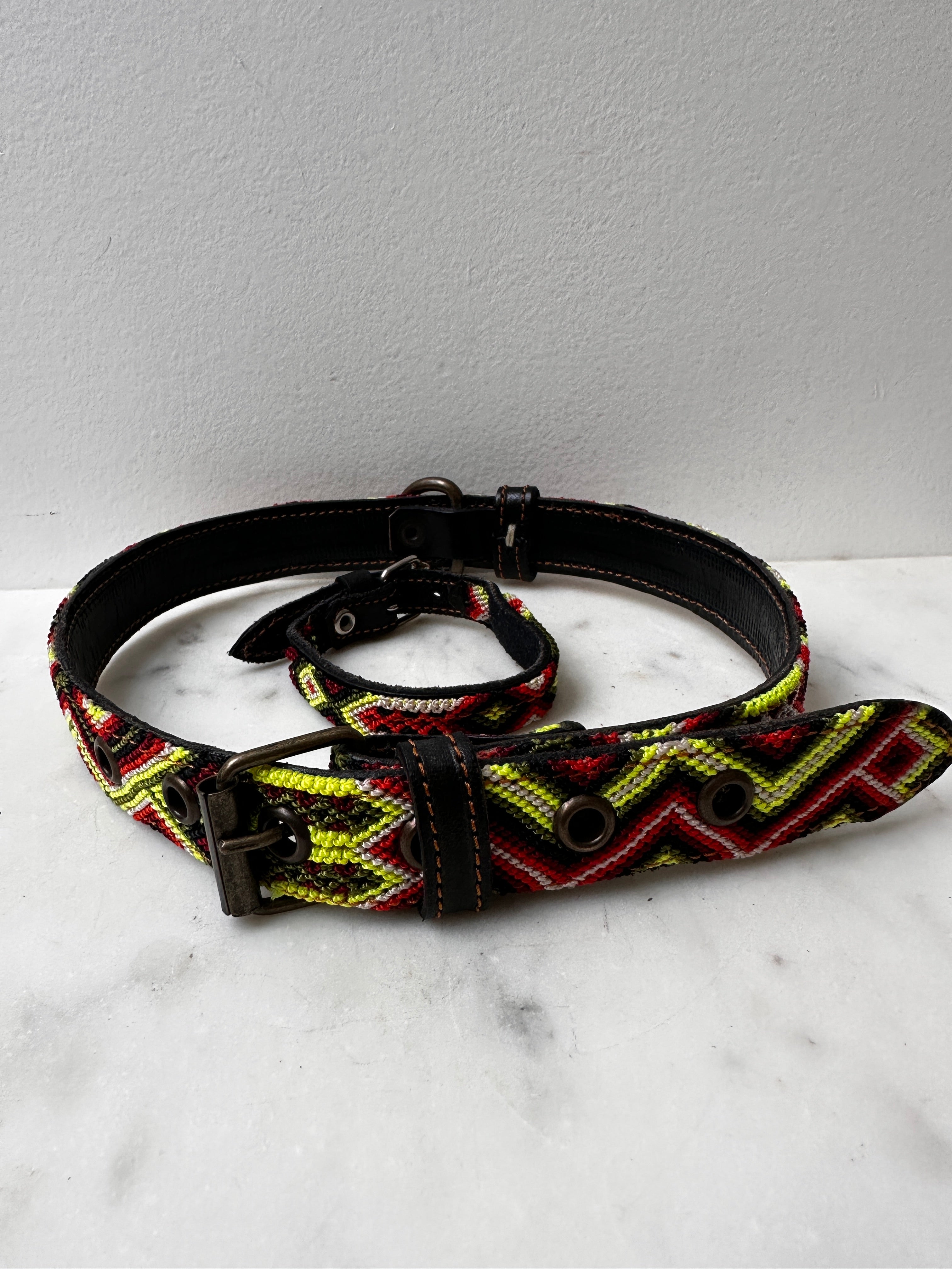 Future Nomads Homewares One Size Huichol Fully Embroidered Dog Collar L9