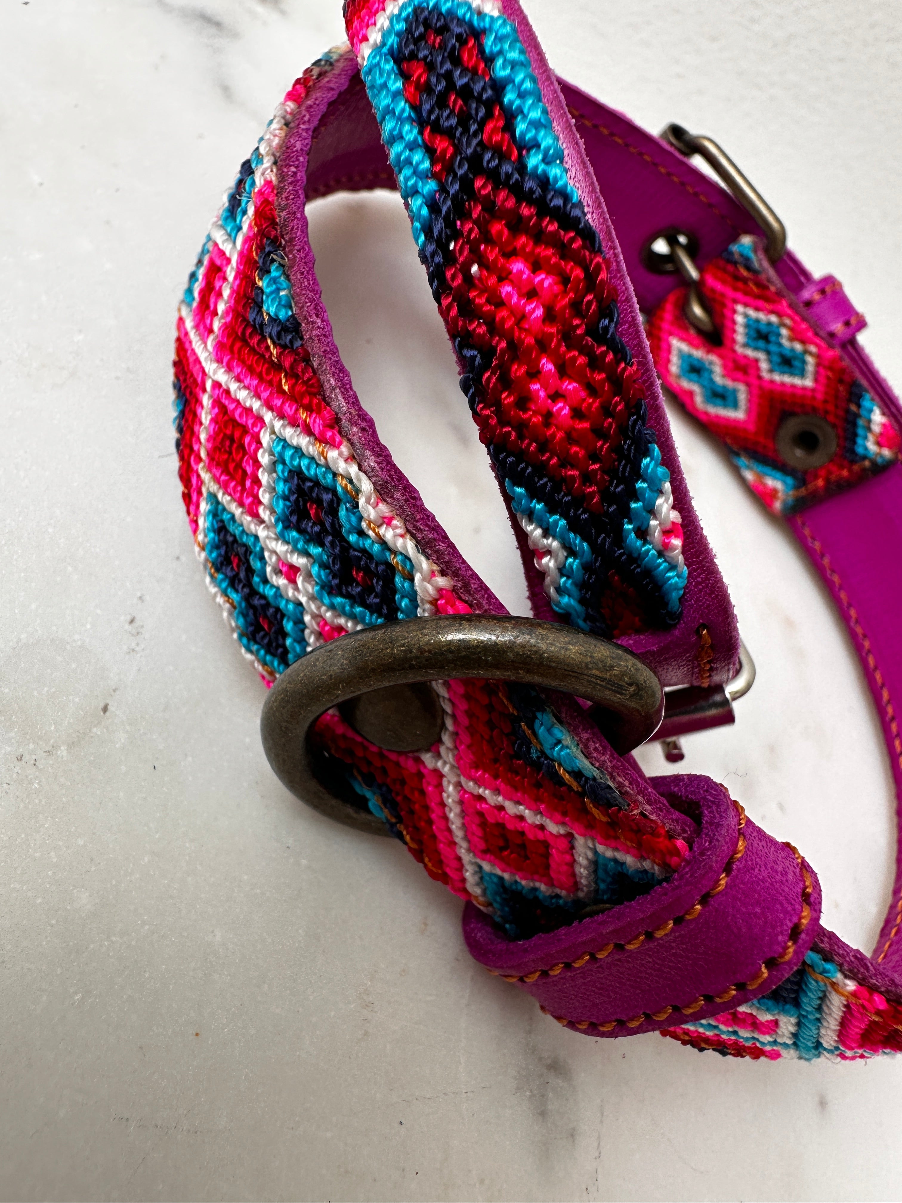 Future Nomads Homewares One Size Huichol Fully Embroidered Dog Collar M1