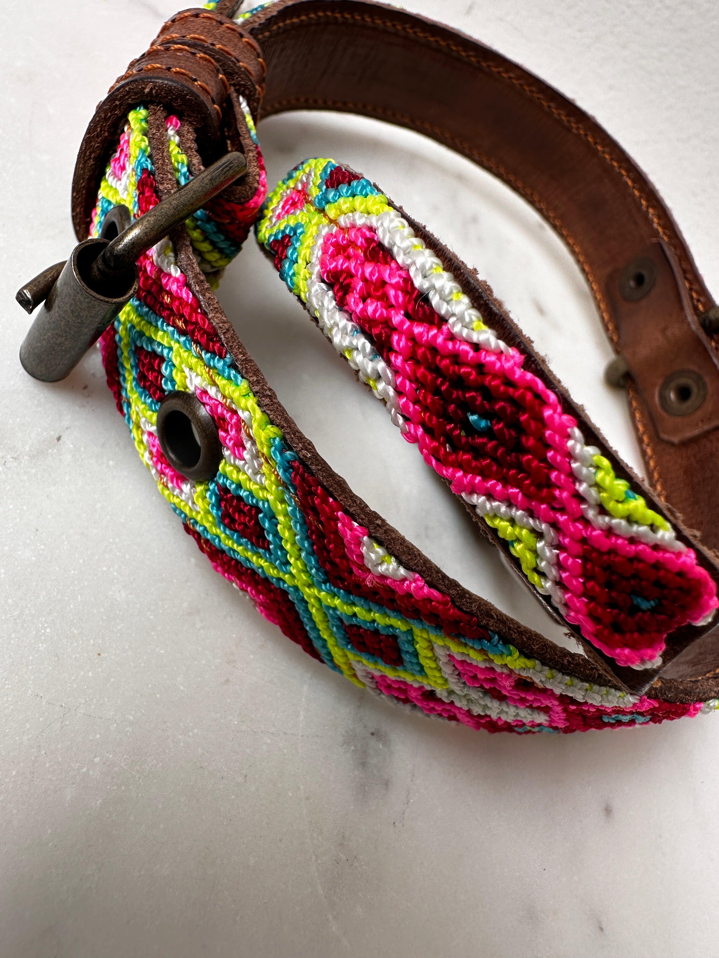 Future Nomads Homewares One Size Huichol Fully Embroidered Dog Collar M6