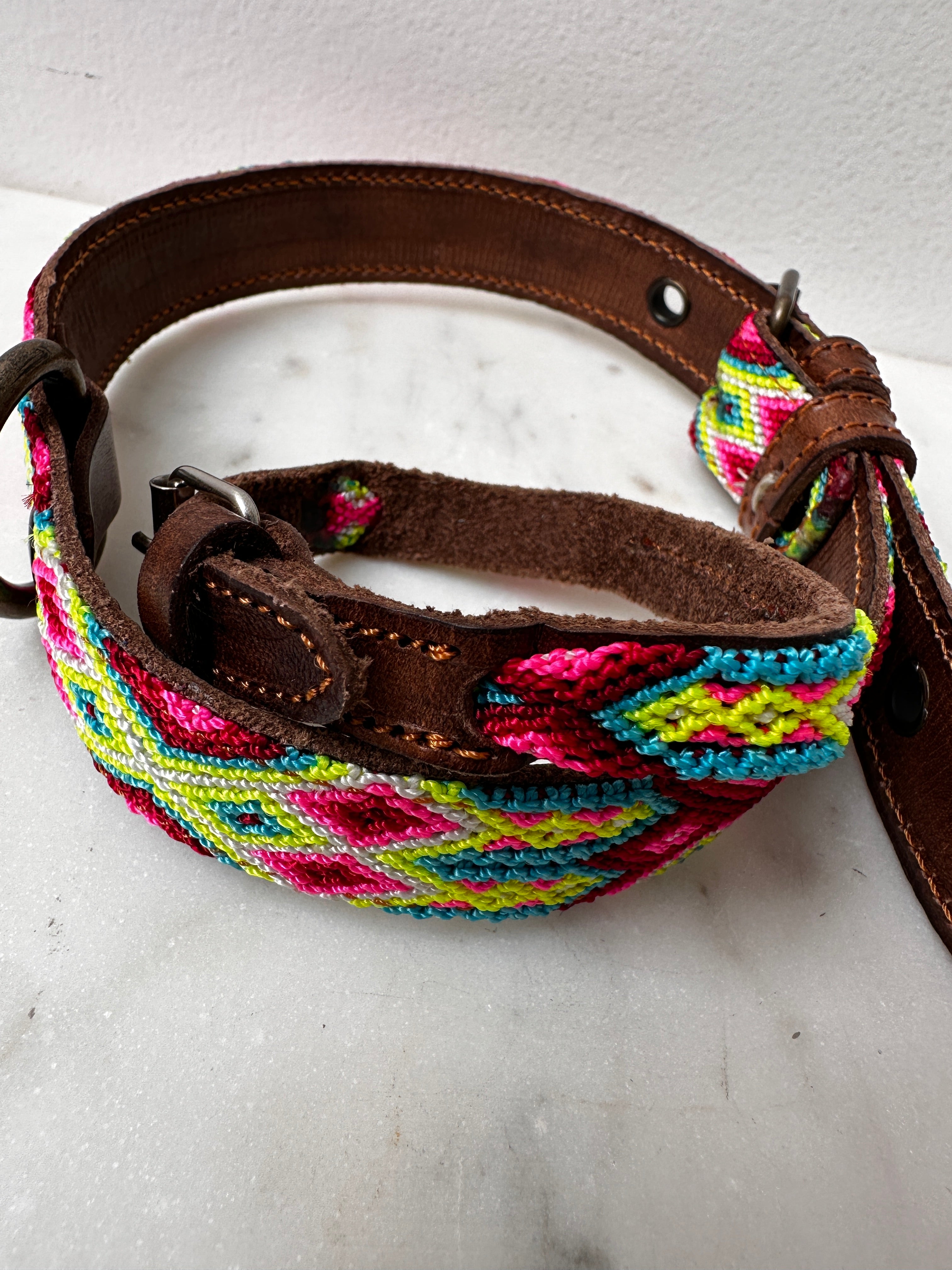 Future Nomads Homewares One Size Huichol Fully Embroidered Dog Collar M6