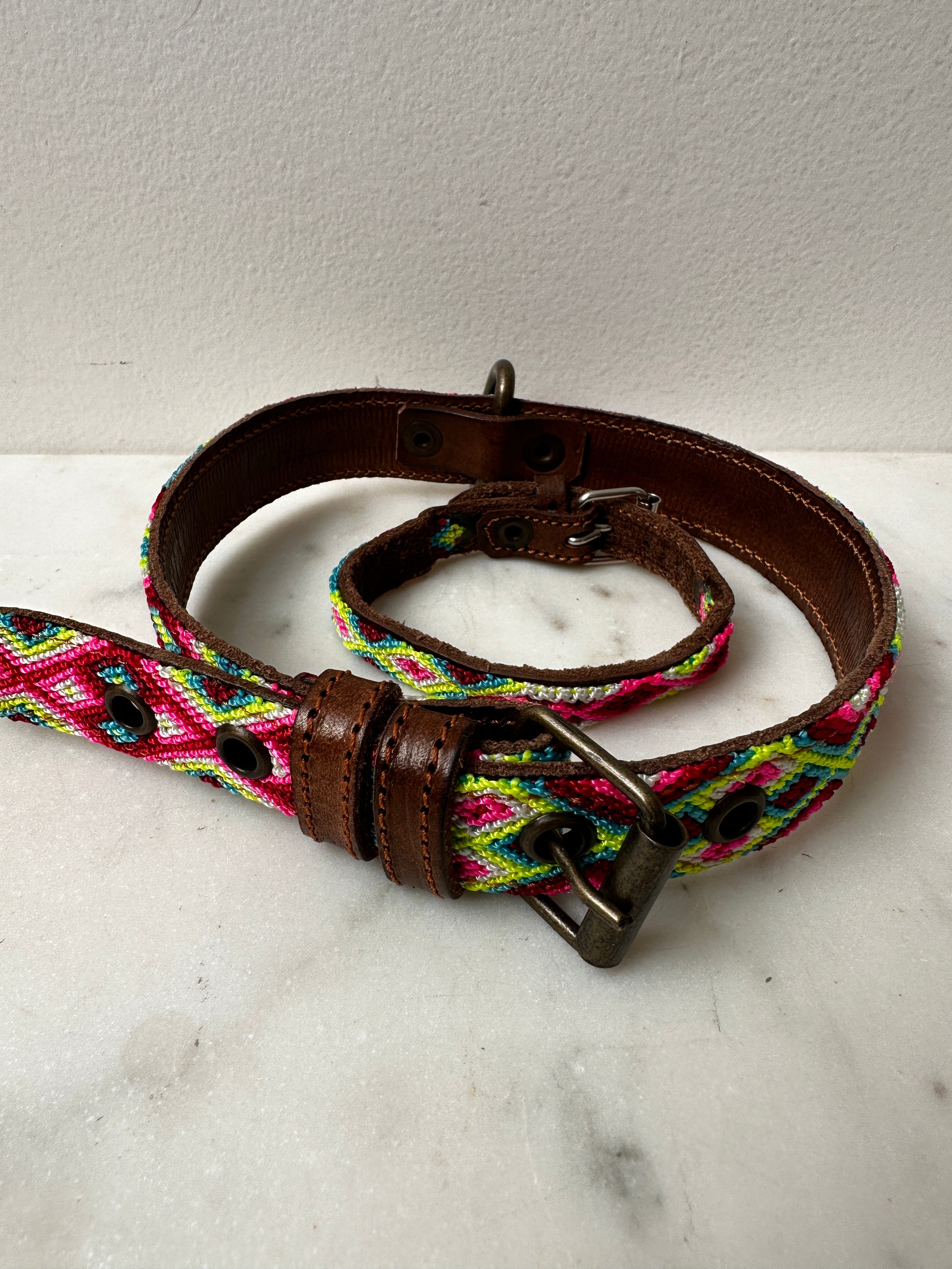 Future Nomads Homewares One Size Huichol Fully Embroidered Dog Collar M6