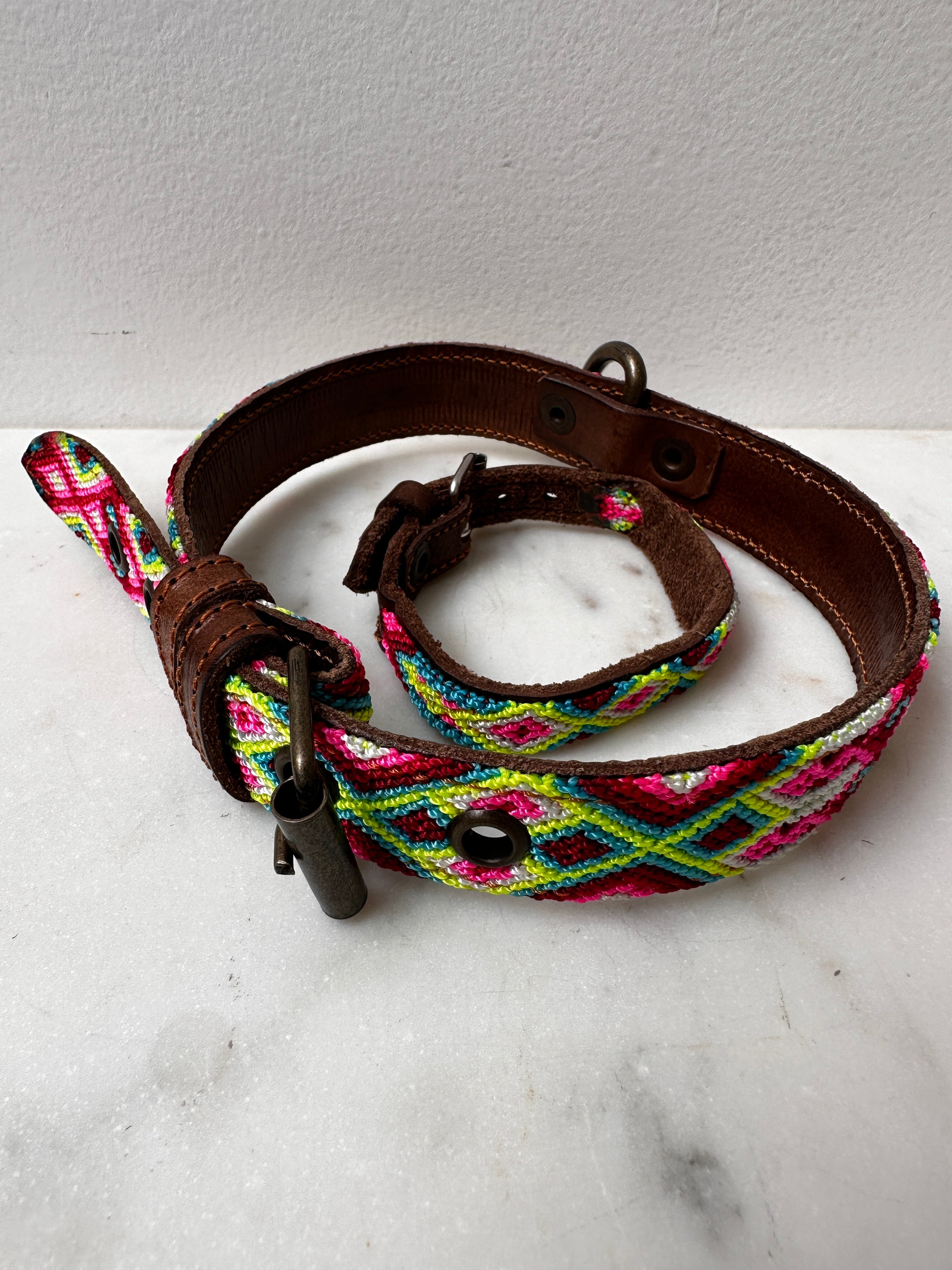 Future Nomads Homewares One Size Huichol Fully Embroidered Dog Collar M6