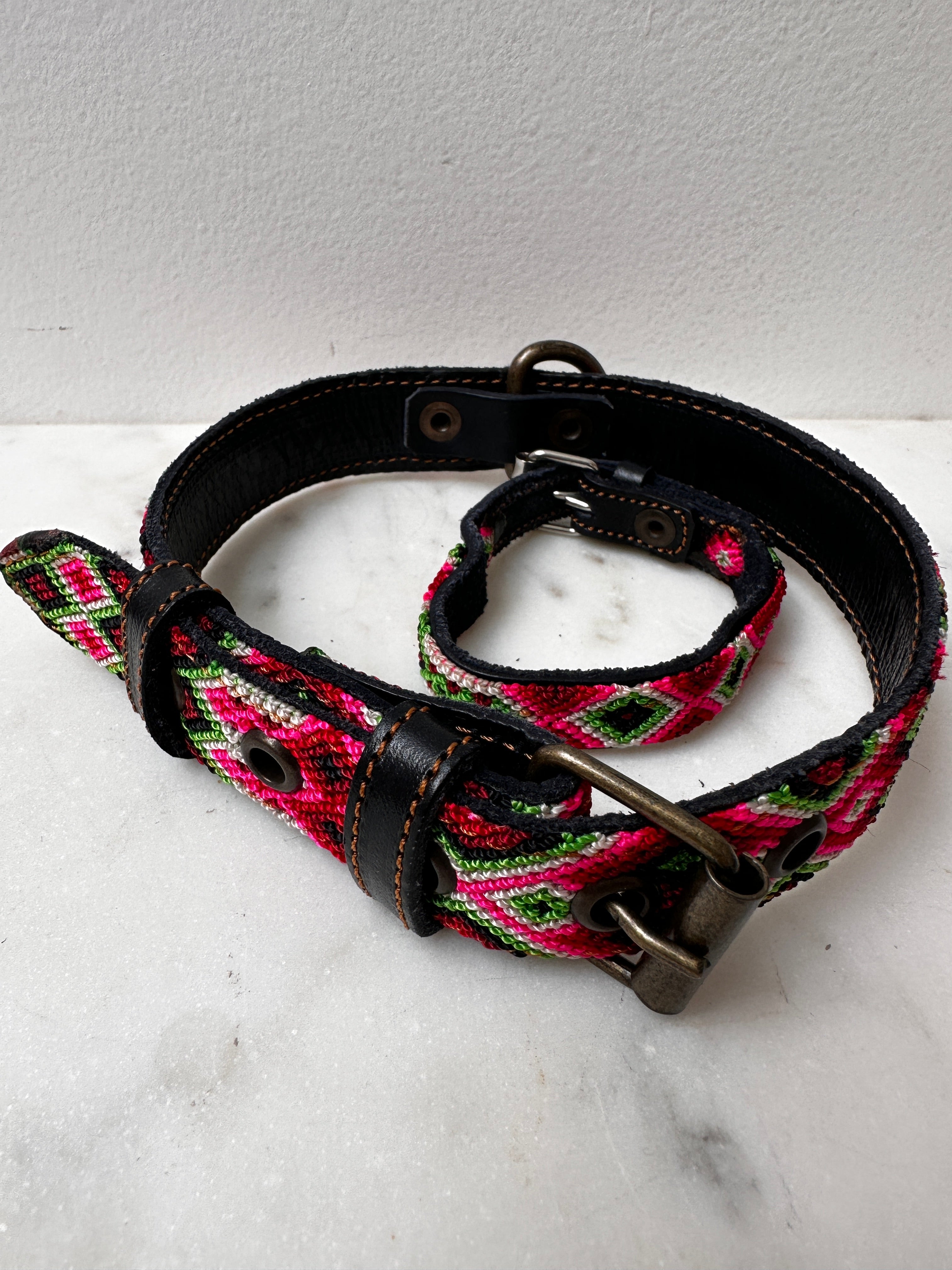 Future Nomads Homewares One Size Huichol Fully Embroidered Dog Collar M8