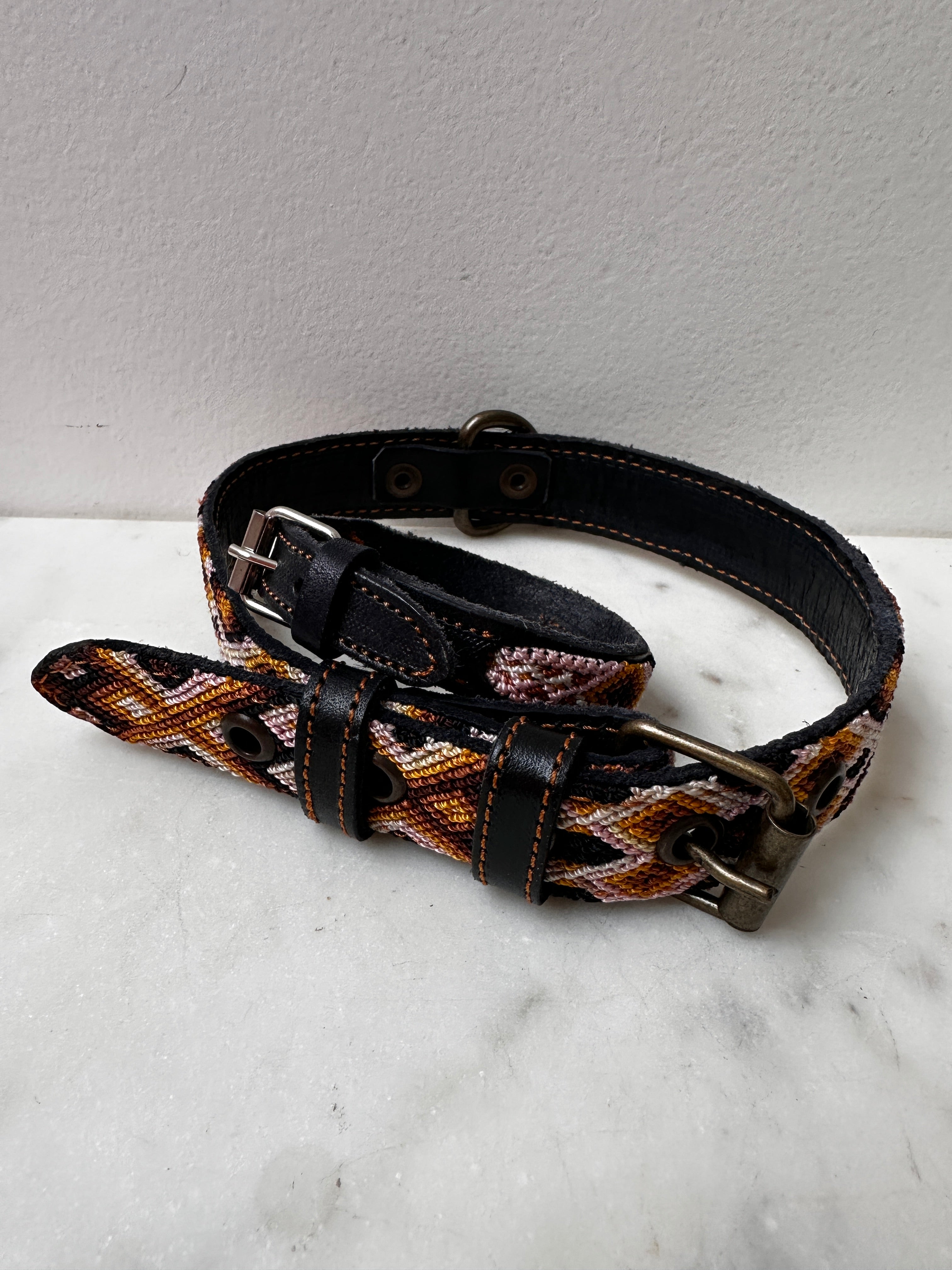Future Nomads Homewares One Size Huichol Fully Embroidered Dog Collar M9