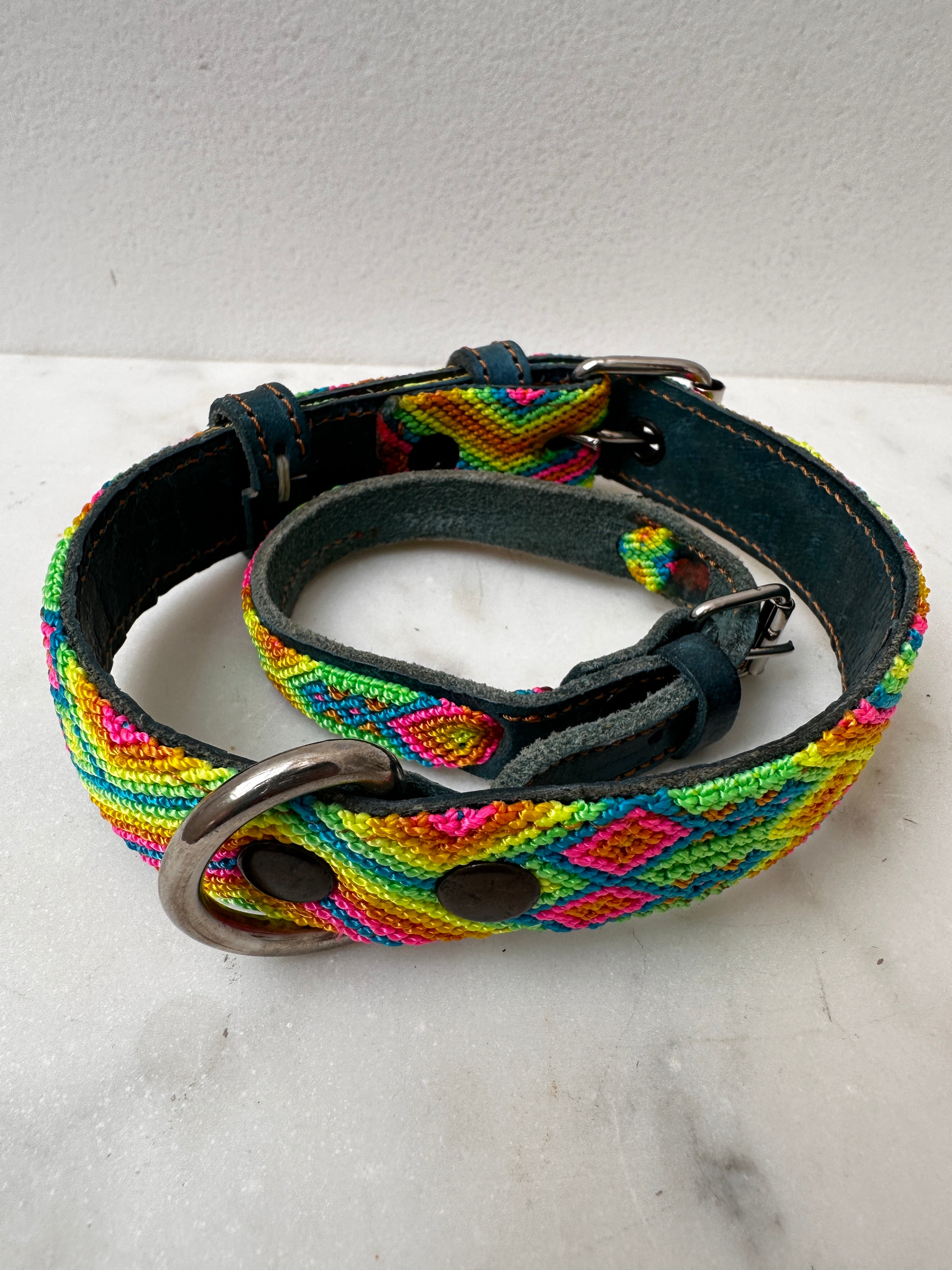 Future Nomads Homewares One Size Huichol Fully Embroidered Dog Collar S1