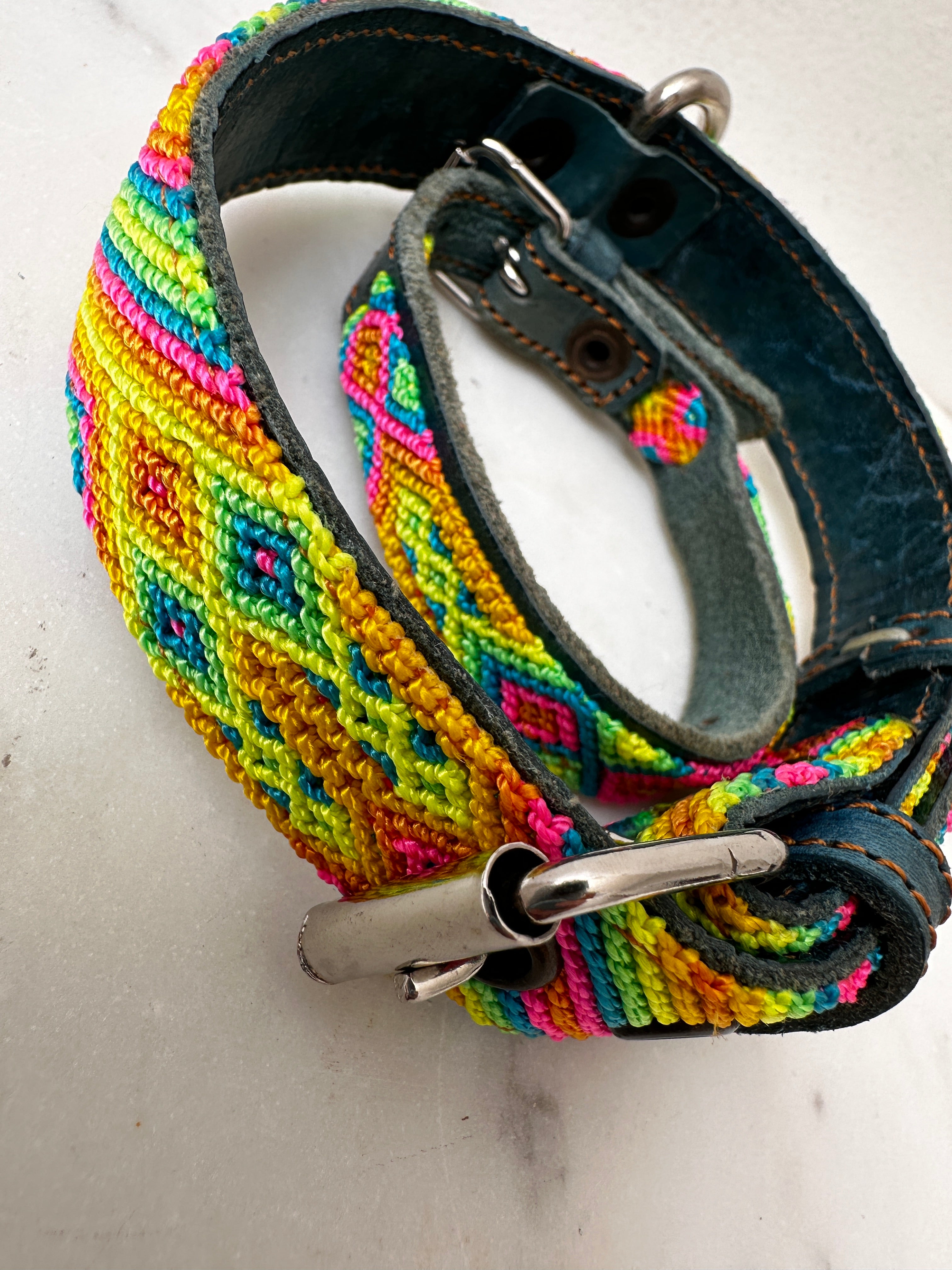 Future Nomads Homewares One Size Huichol Fully Embroidered Dog Collar S1