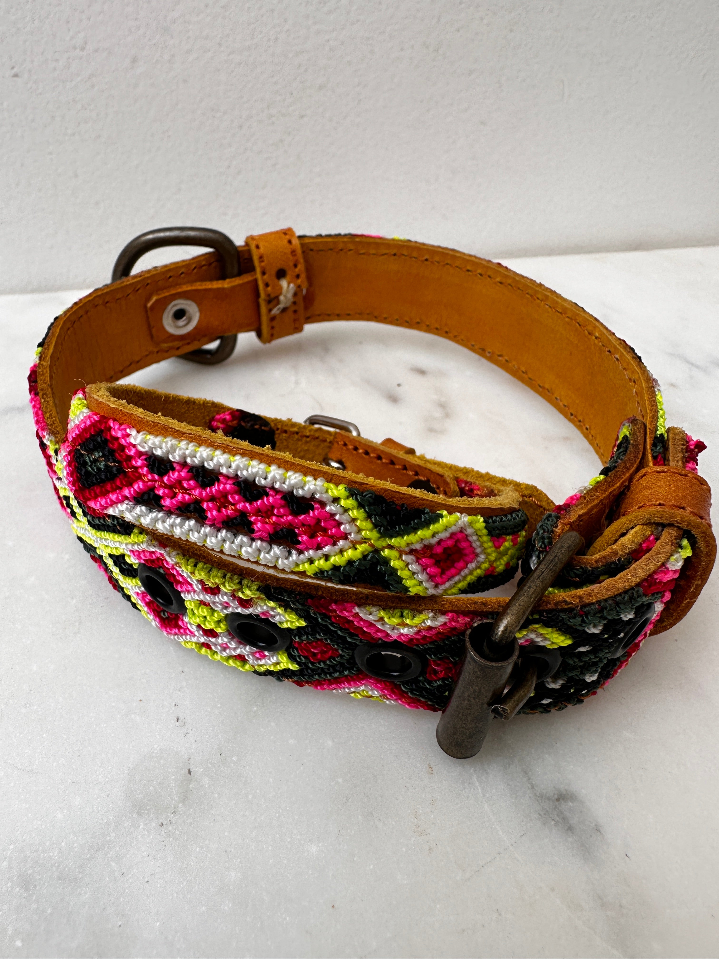 Future Nomads Homewares One Size Huichol Fully Embroidered Dog Collar S3