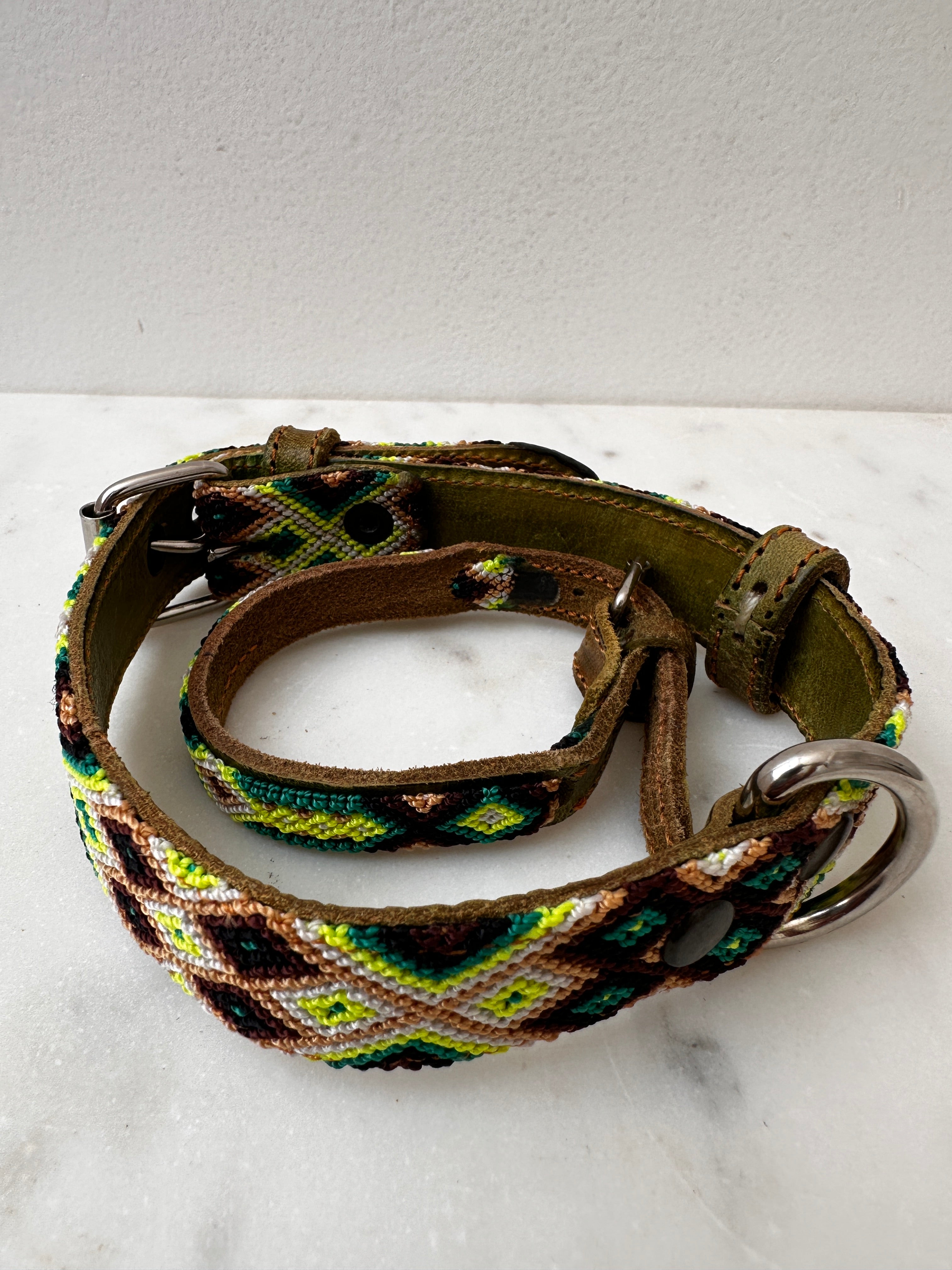 Future Nomads Homewares One Size Huichol Fully Embroidered Dog Collar S4