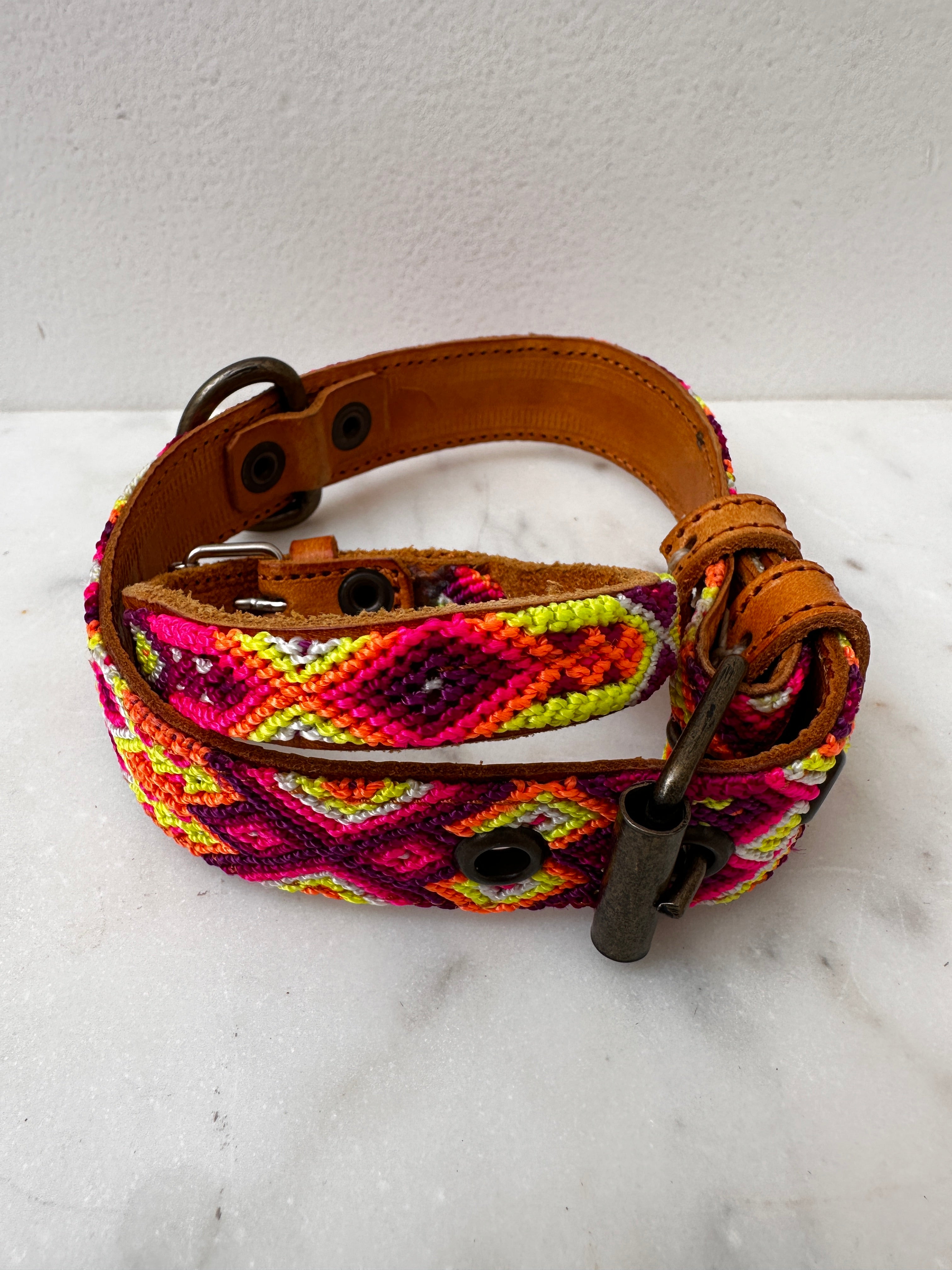 Huichol Fully Embroidered Dog Collar S5 | Homewares