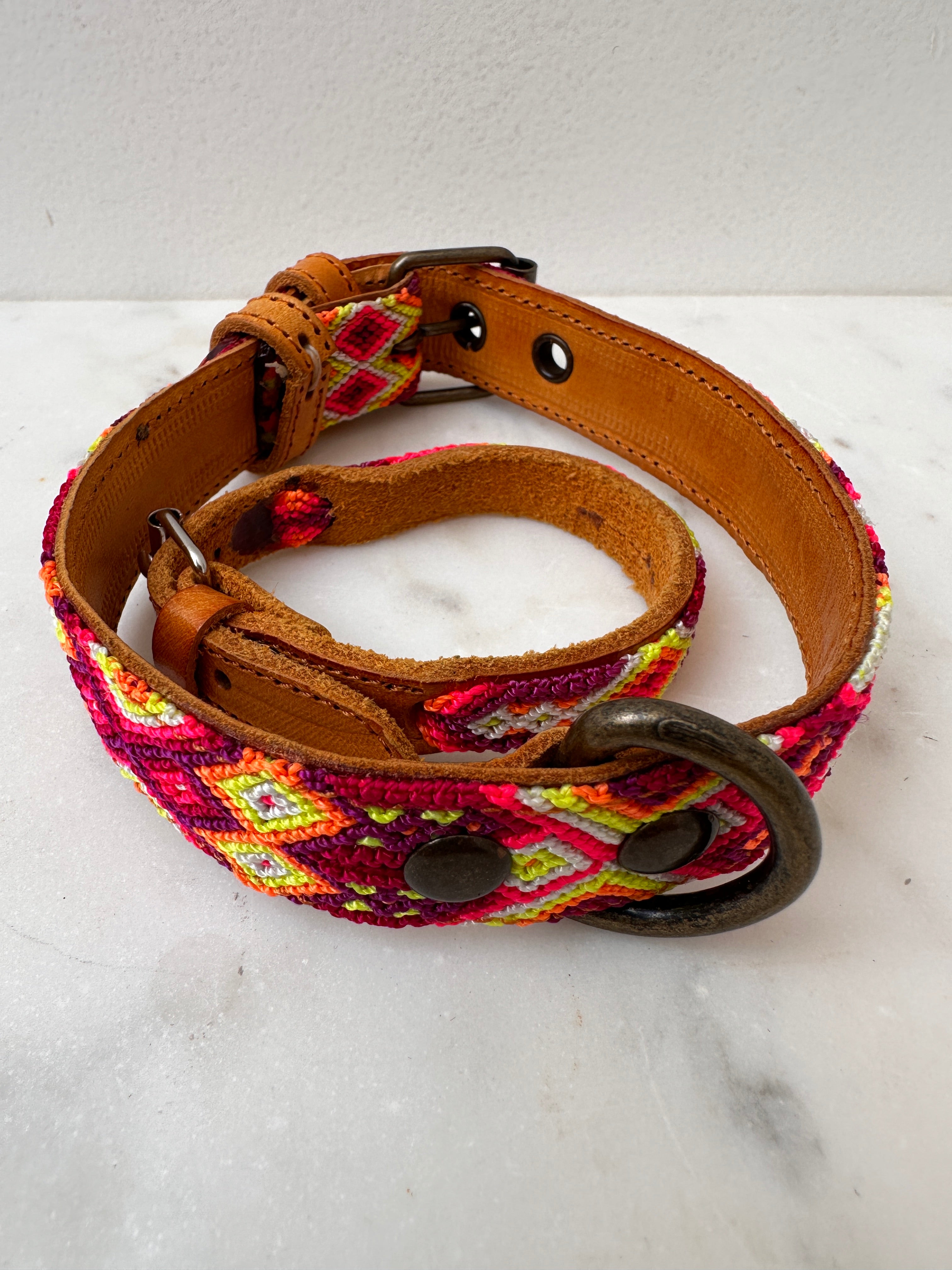 Huichol Fully Embroidered Dog Collar S5 | Homewares