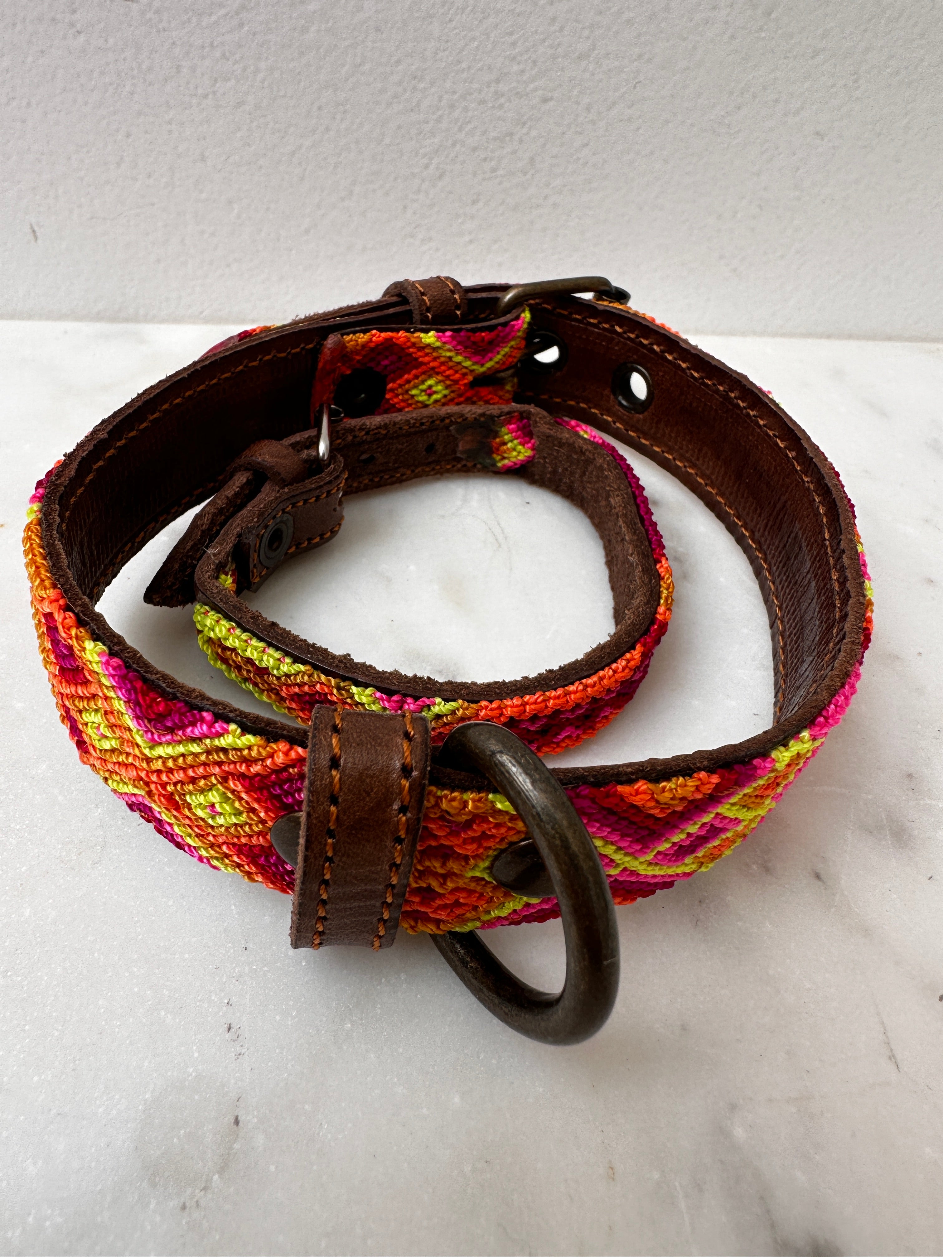 Future Nomads Homewares One Size Huichol Fully Embroidered Dog Collar S7