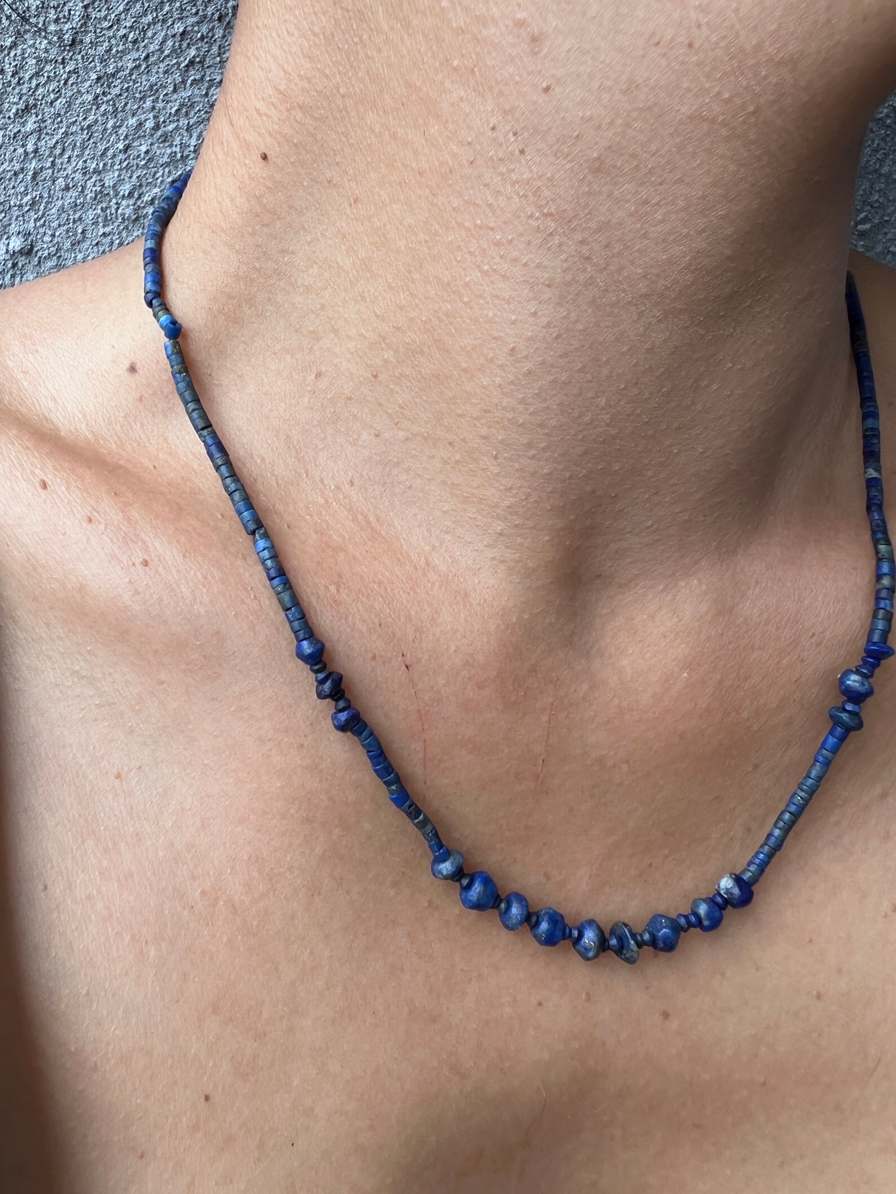 Future Nomads Necklaces 22cm Lapis Round Bead With Small Lapis