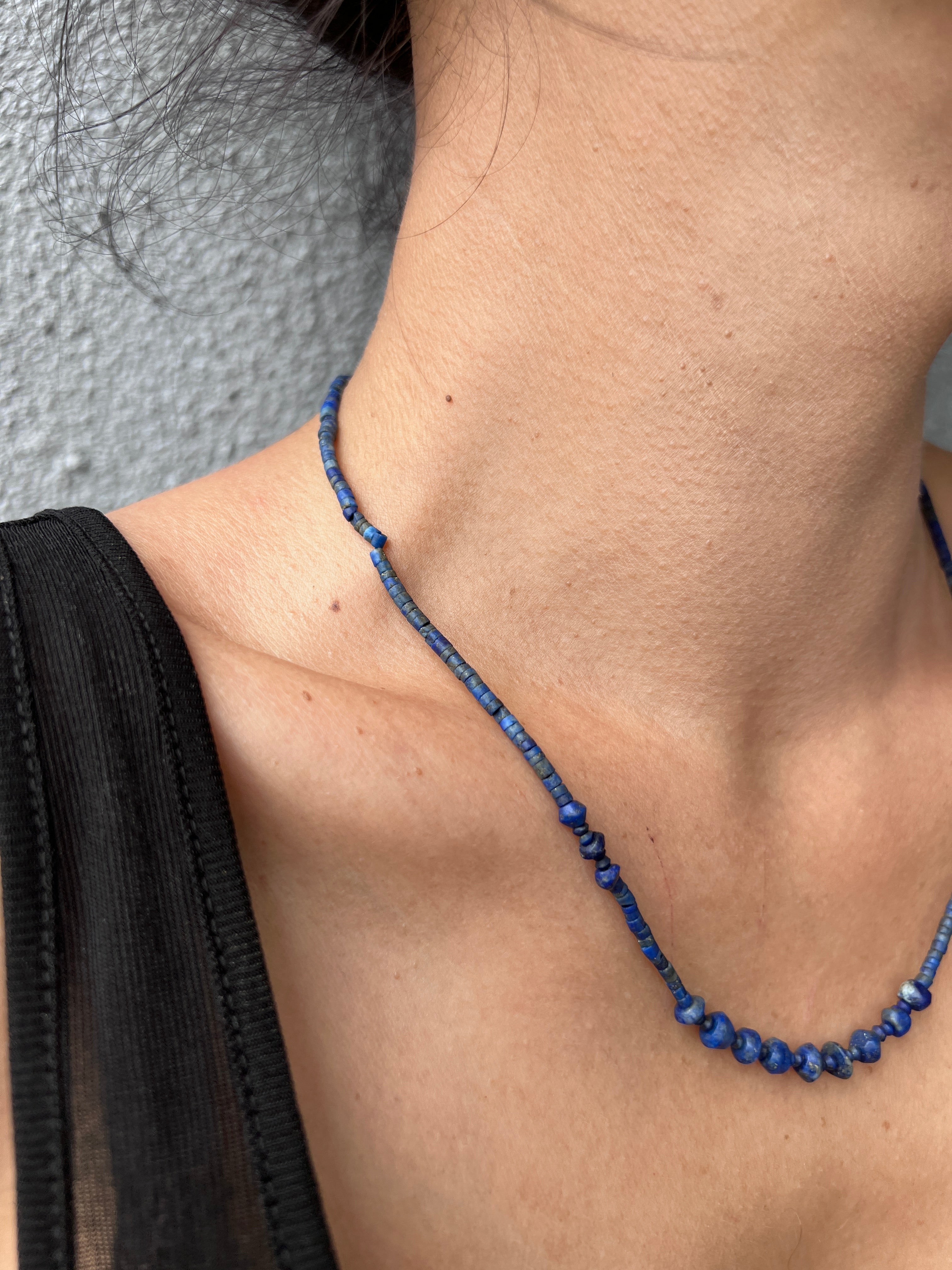 Future Nomads Necklaces 22cm Lapis Round Bead With Small Lapis