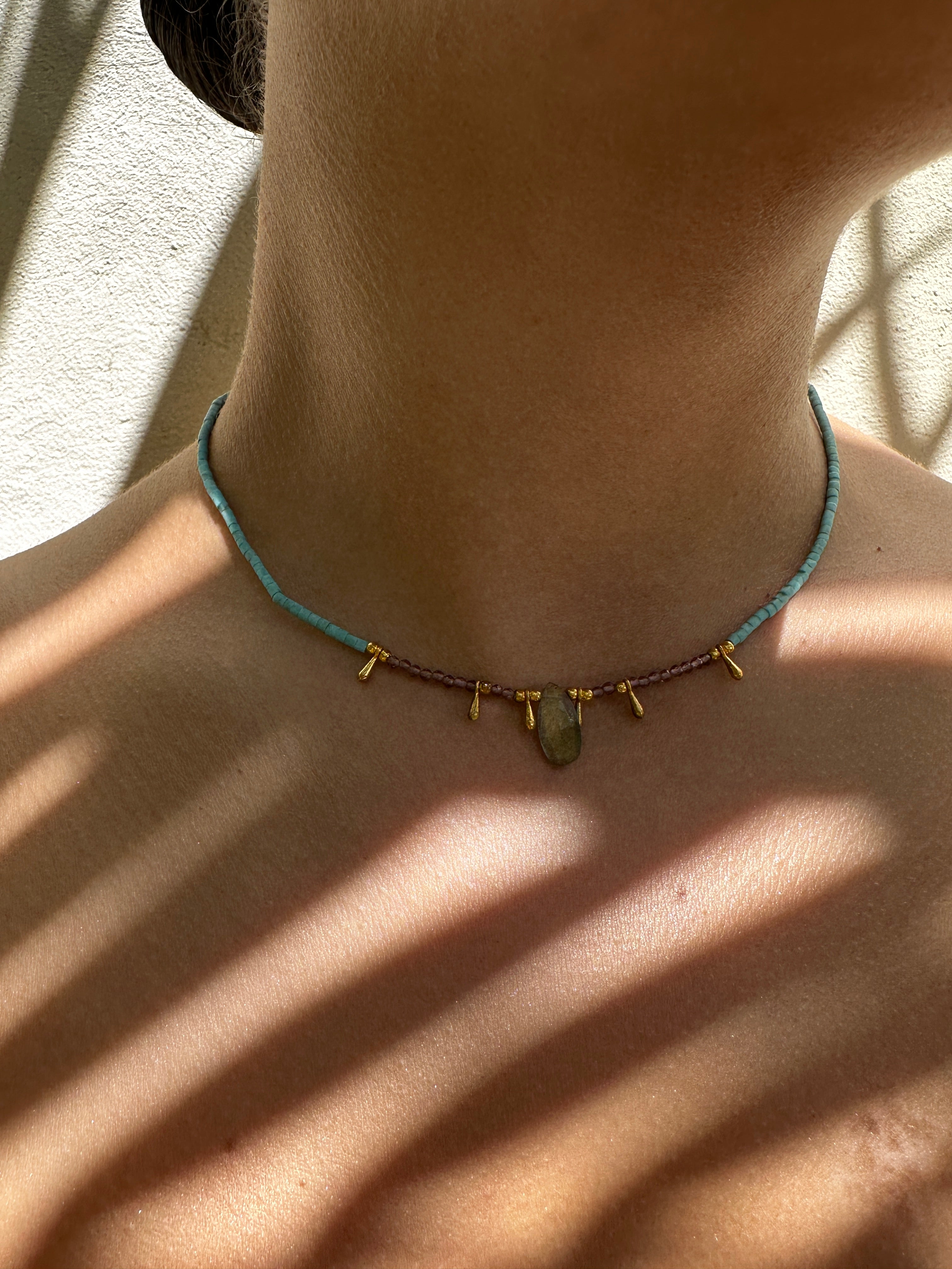 Blue Bead And Gemstone Necklace | Necklaces