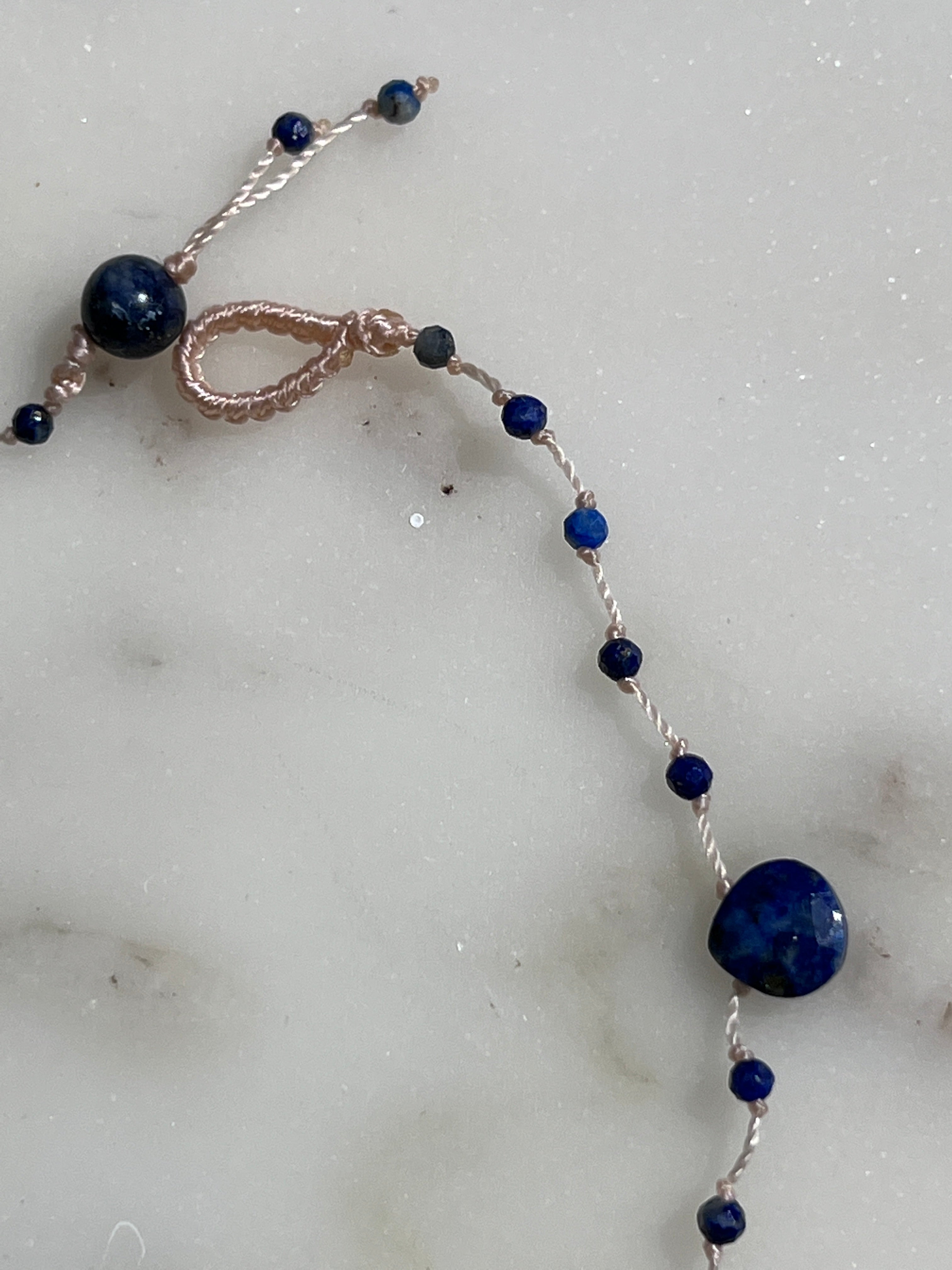 Future Nomads Necklaces Lapis Drop And Small Bead Necklace