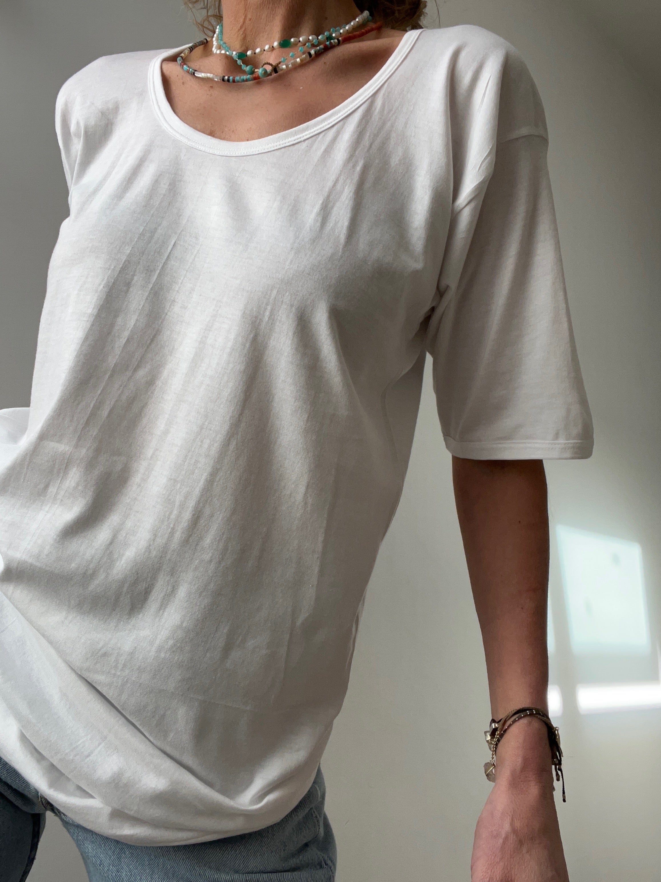 Fine Cotton White Tee | Tops