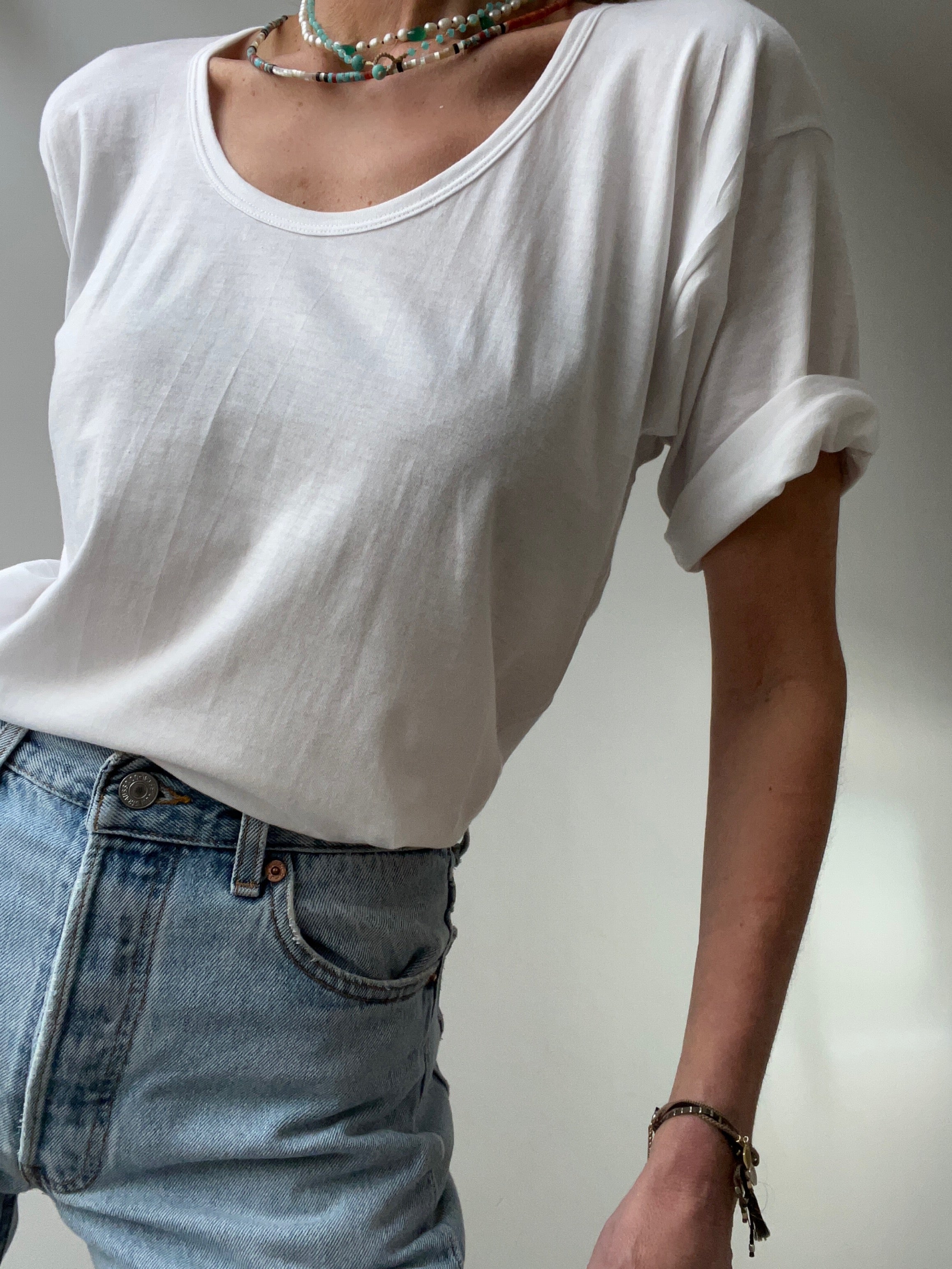 Fine Cotton White Tee | Tops
