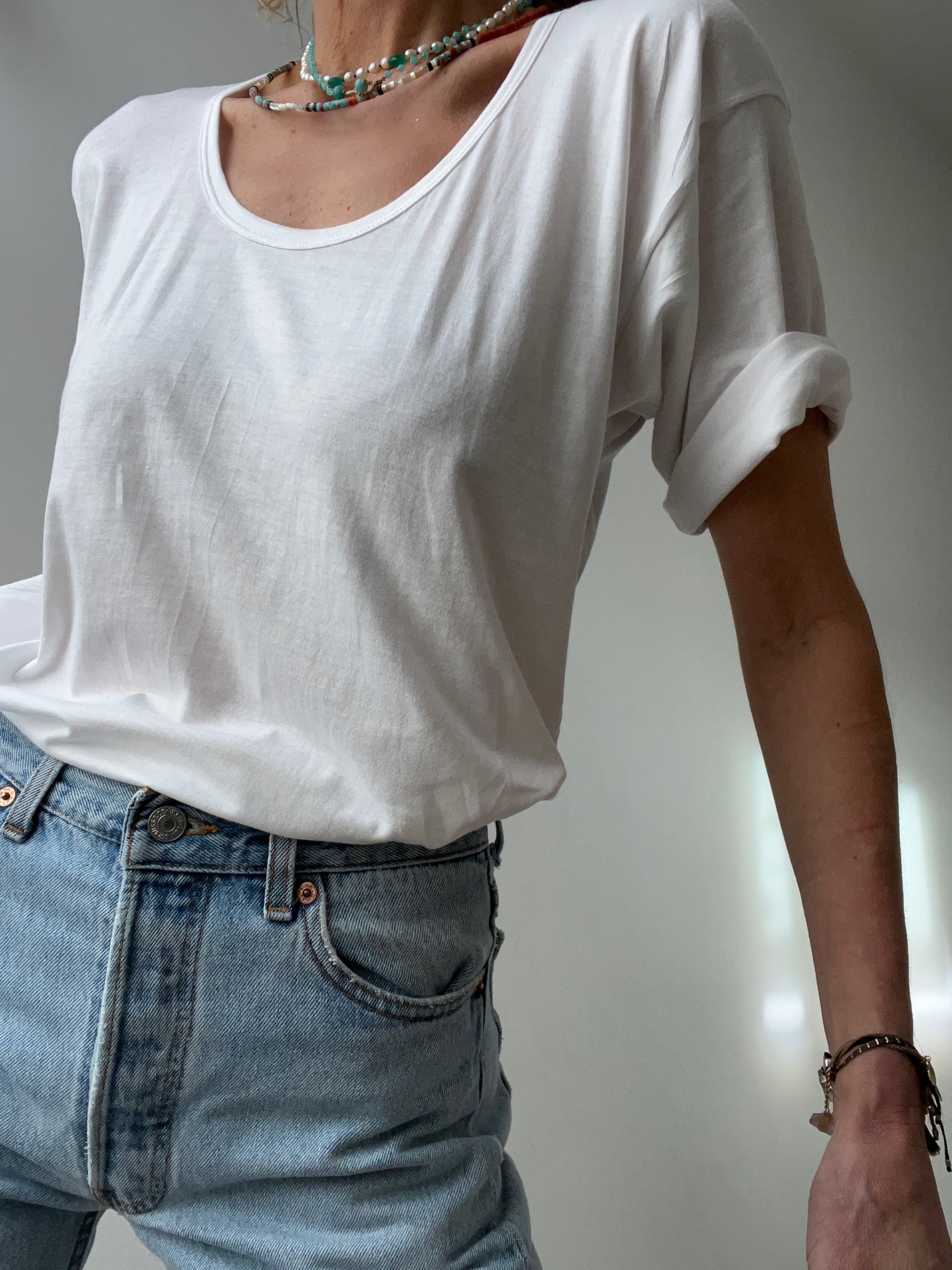 Fine Cotton White Tee | Tops