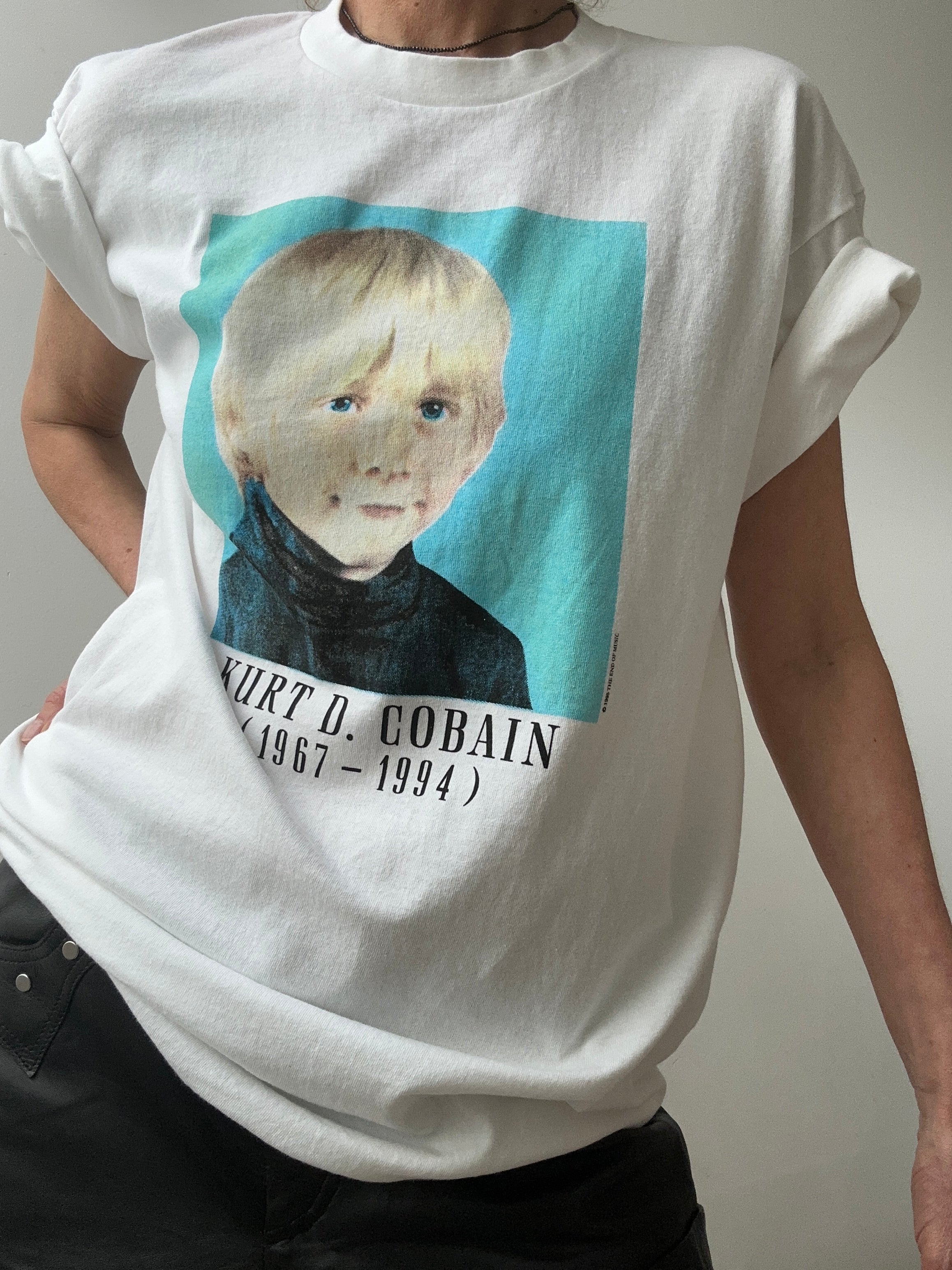 Future Nomads Tops Vintage Style Tee Kurt Cobain White 22