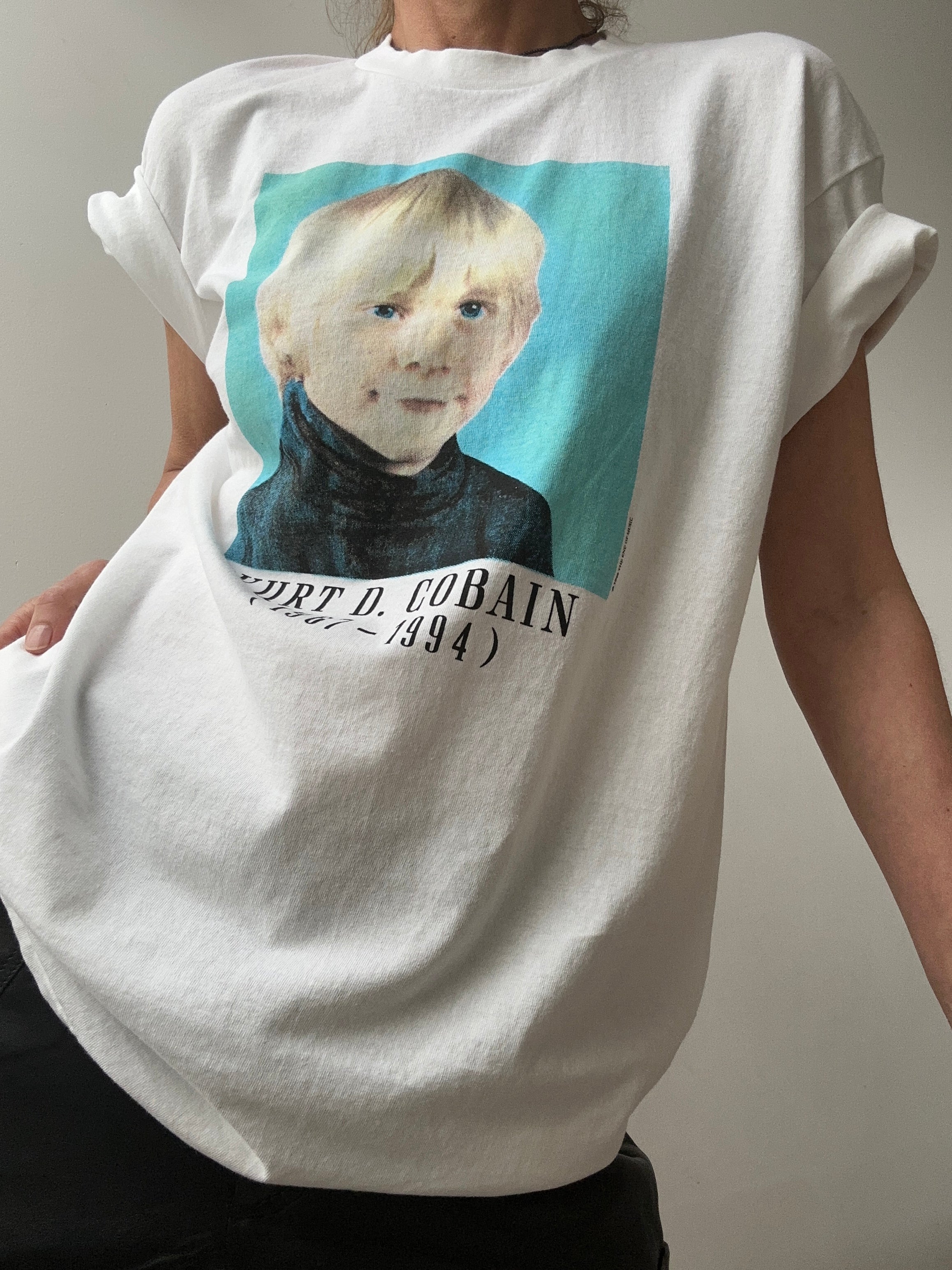 Future Nomads Tops Vintage Style Tee Kurt Cobain White 22