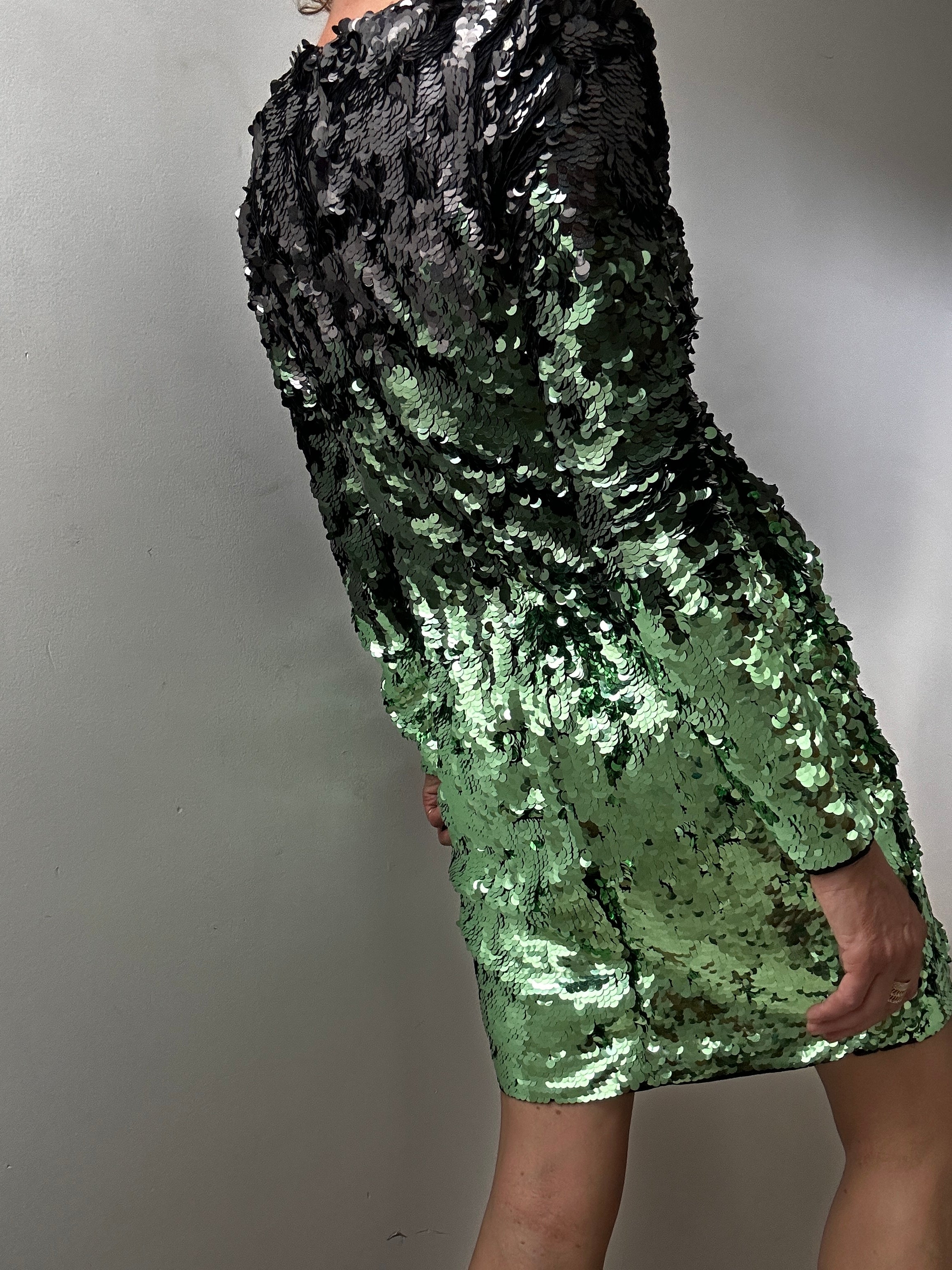 Ganni Lime Green Sequin Mini Dress | Dresses
