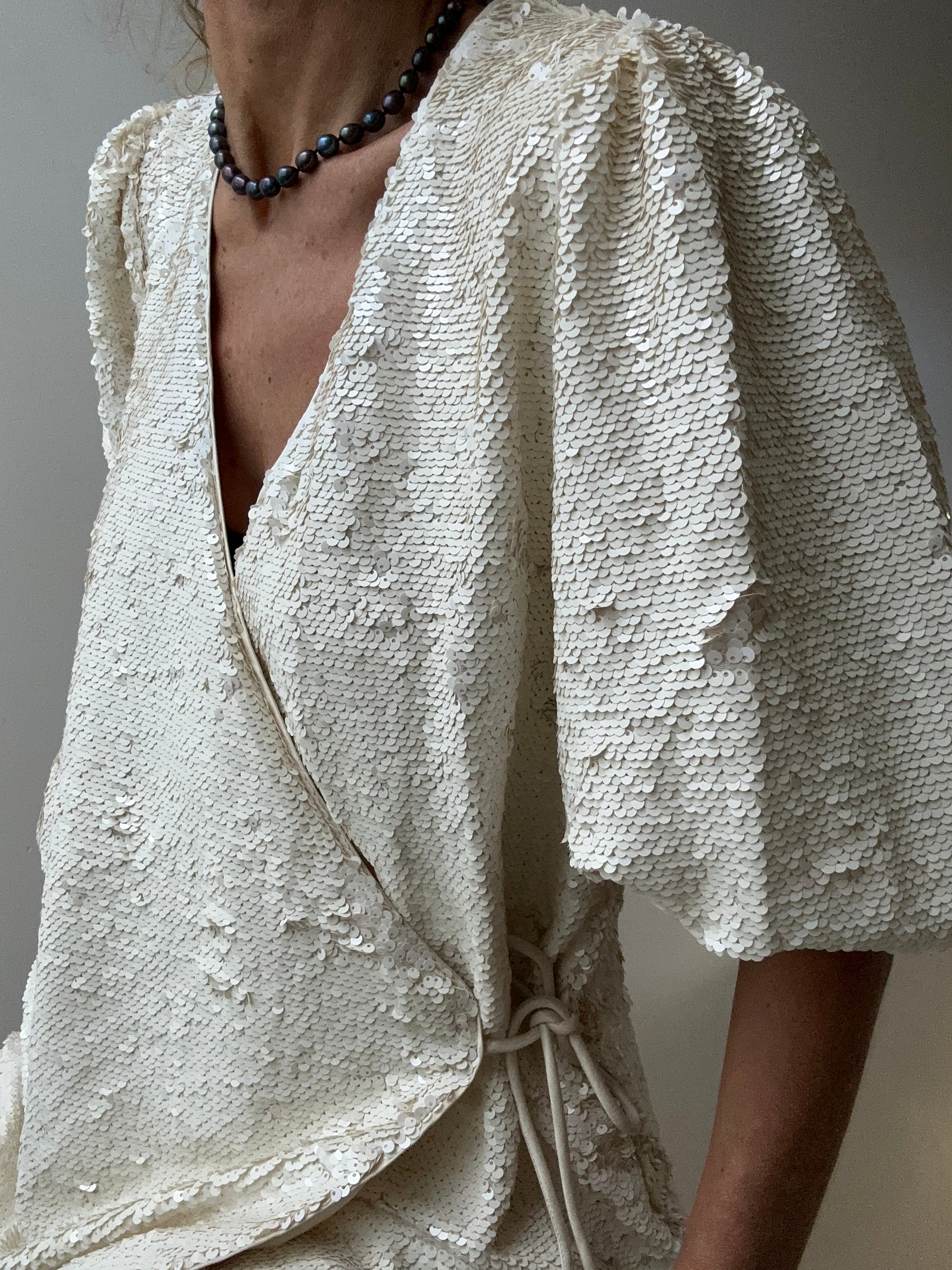 Ganni White Sequin Wrap Dress | Dresses