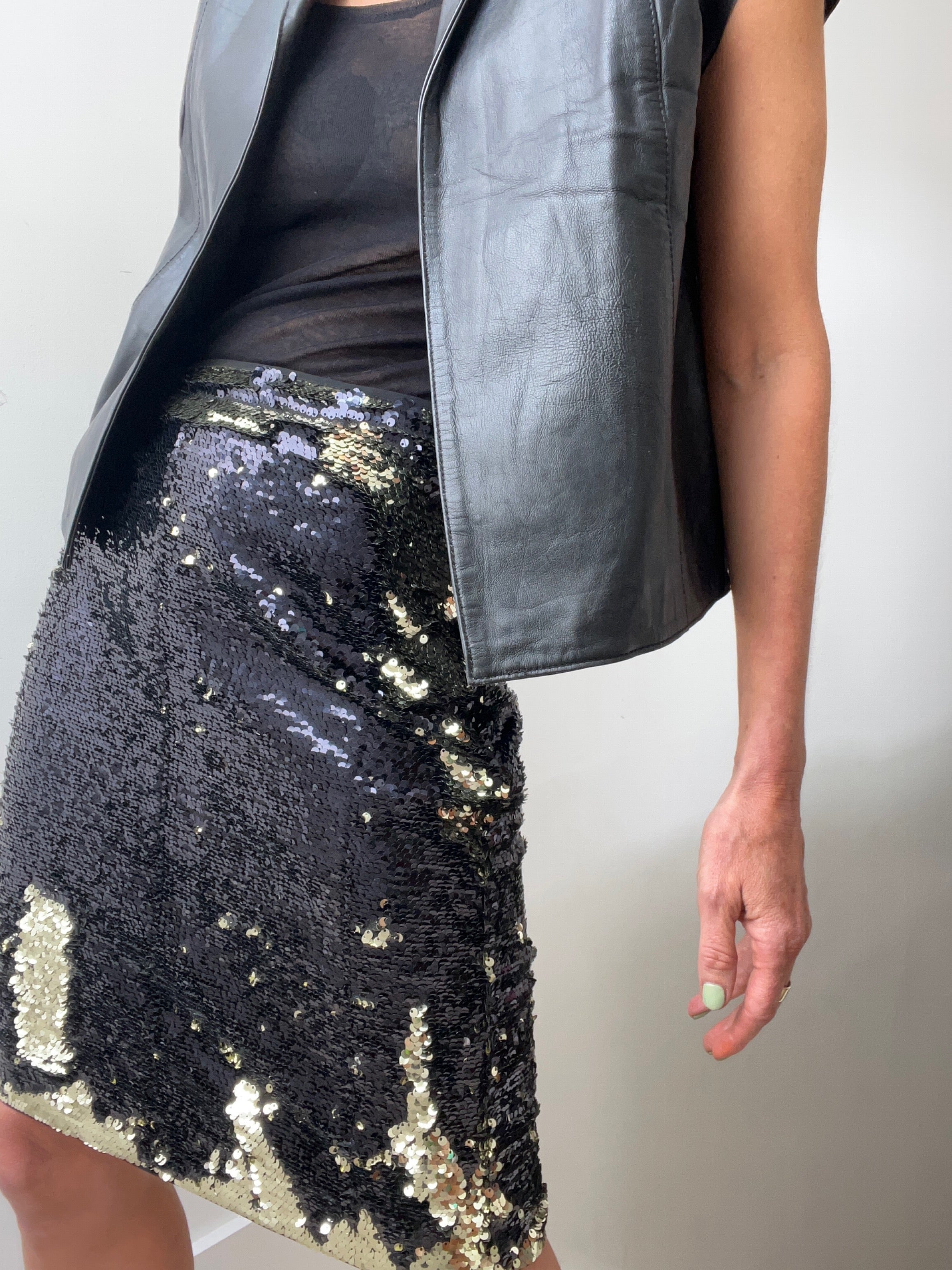 Ganni Skirts Ganni Sequin Skirt Black and Gold
