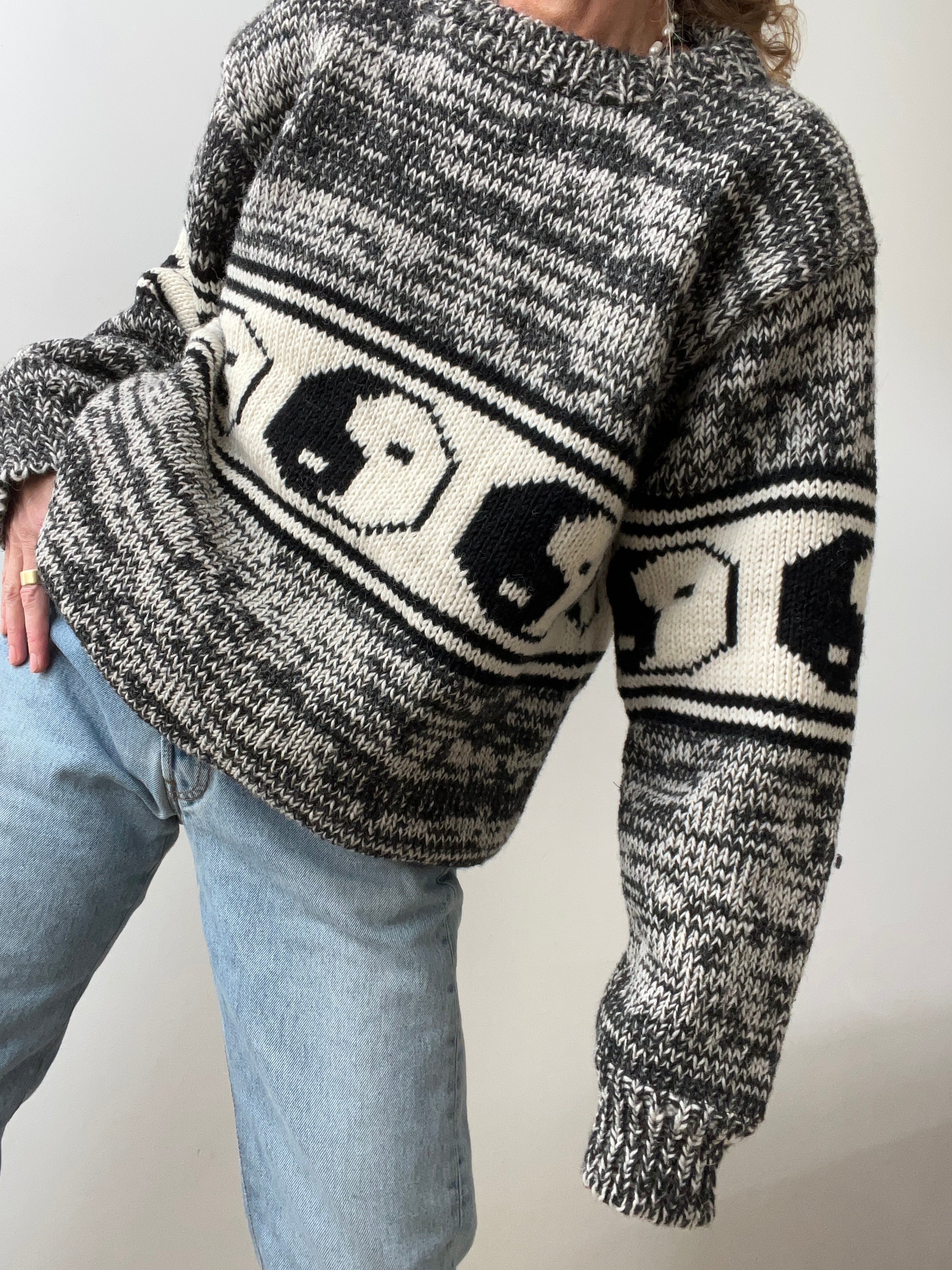 Jetsetbohemian Jumpers Yin Yang Handknit with Fleece
