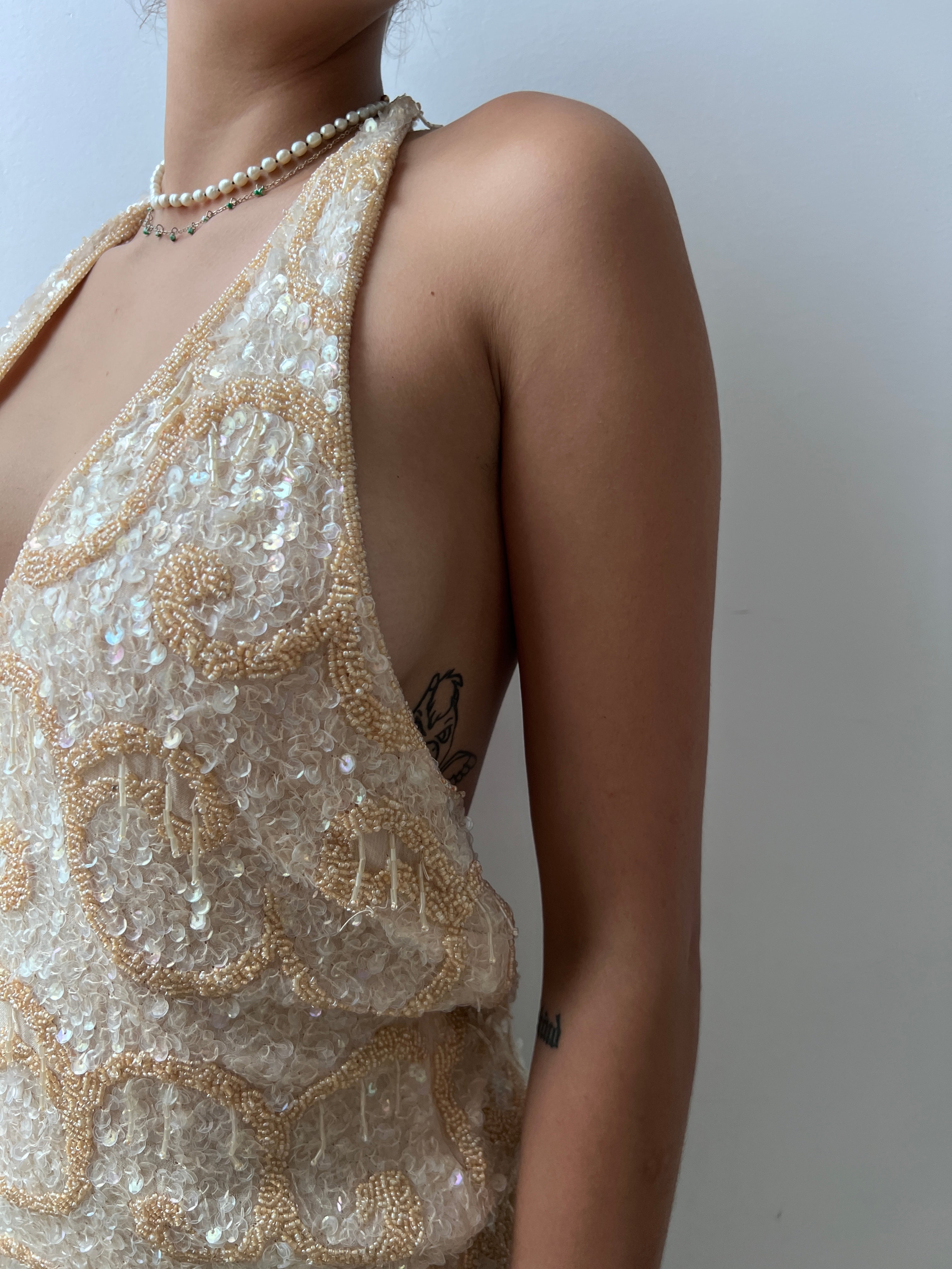 Beaded Tassel Halter Top | Tops