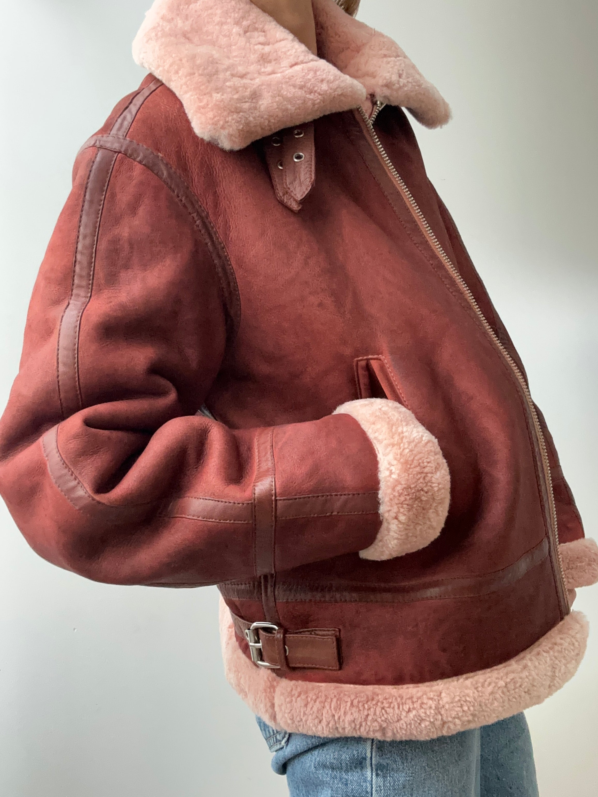 Maje Jackets Maje Shearling Jacket Claret