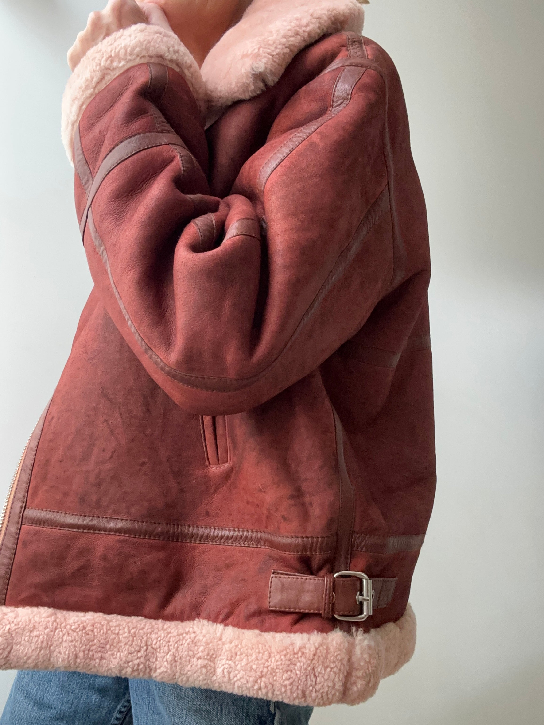 Maje Shearling Jacket Claret | Jackets