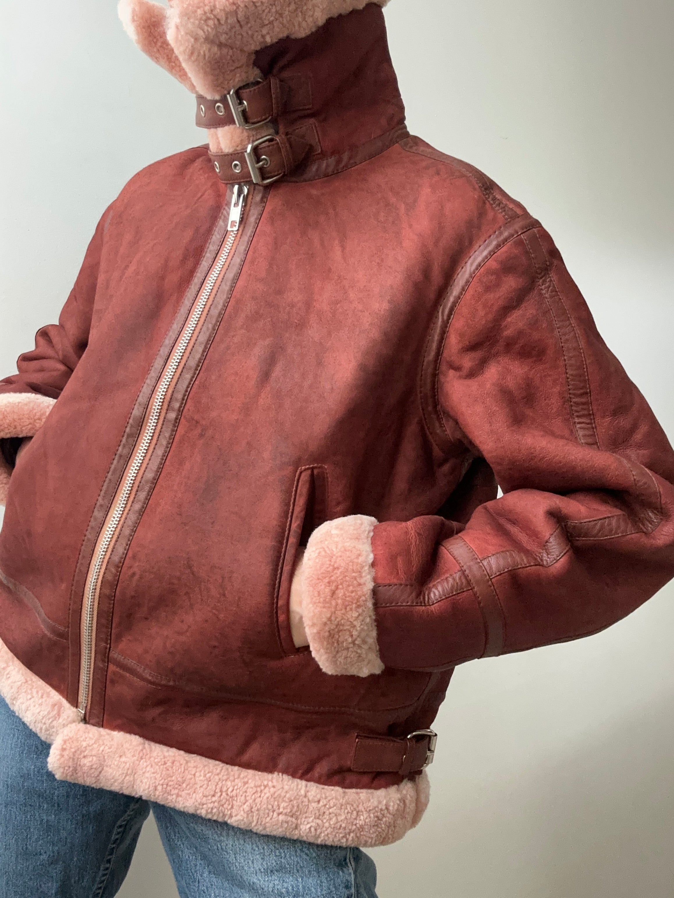 Maje Shearling Jacket Claret | Jackets