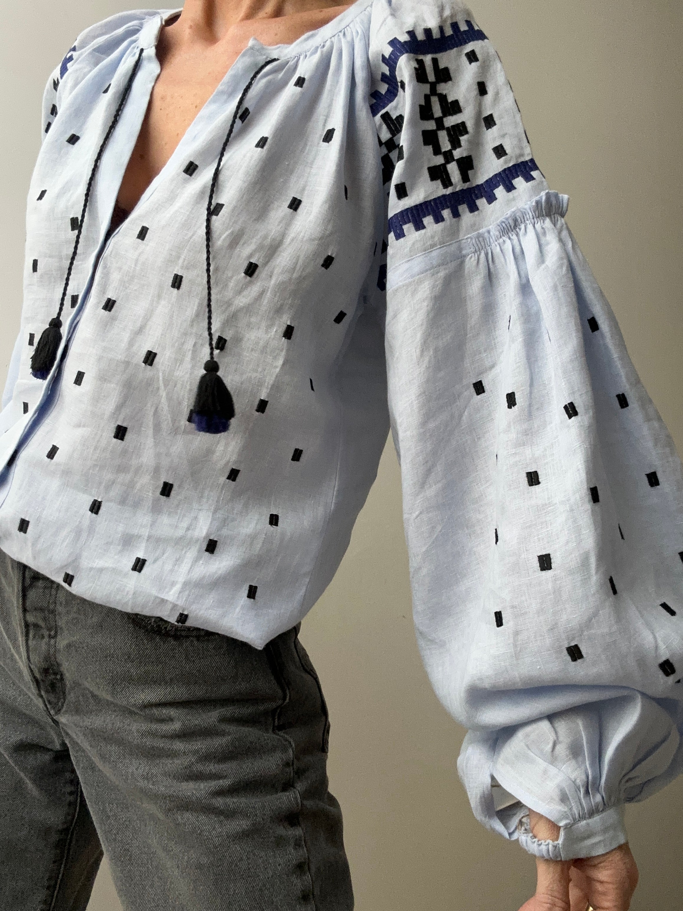 March 11 Geometric Blouse Blue | Blouses