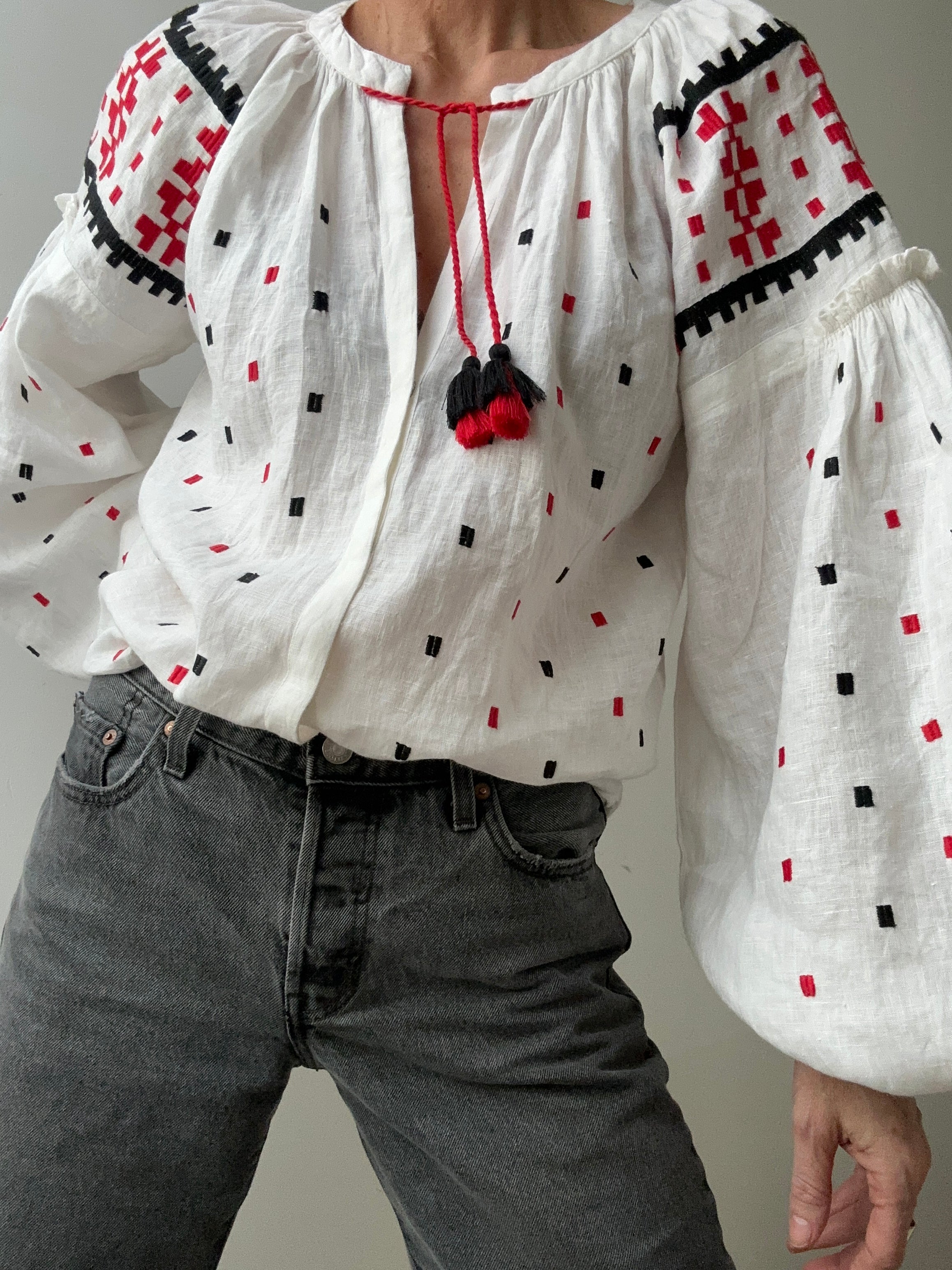 March 11 Blouses March 11 Geometric Blouse White