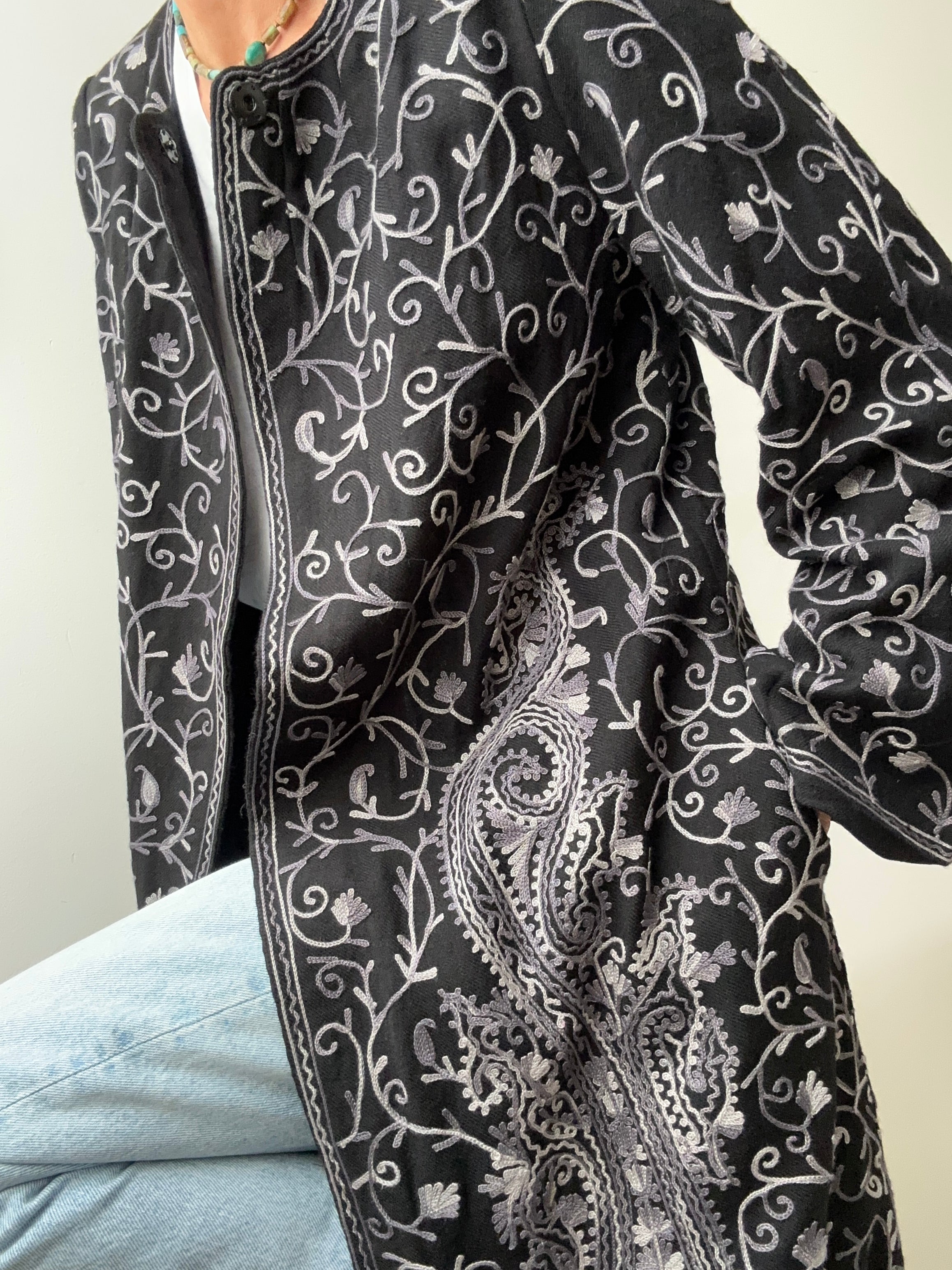 Matta Jackets Cotton Embroidered Jacket Long Black