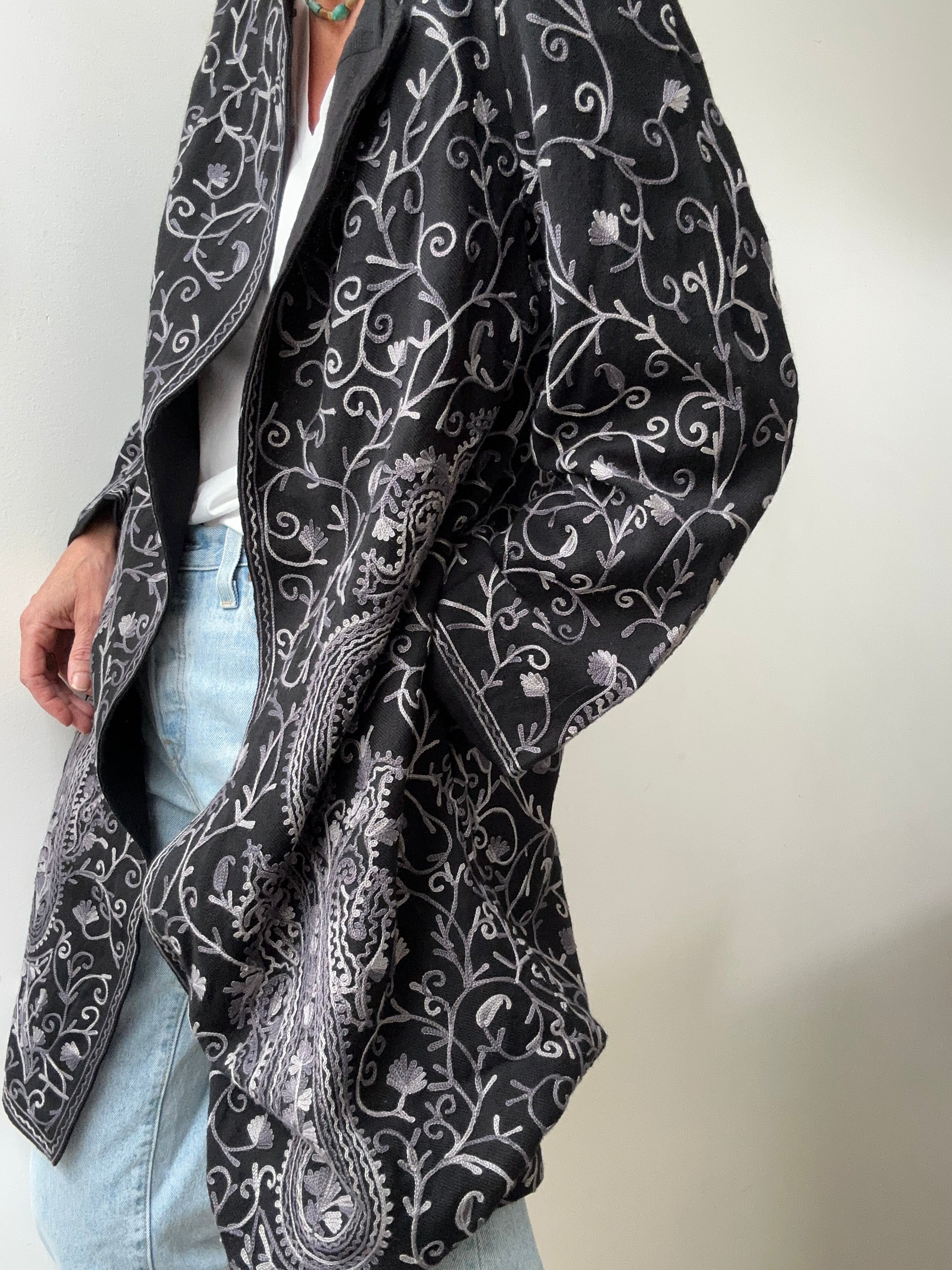 Matta Jackets Cotton Embroidered Jacket Long Black