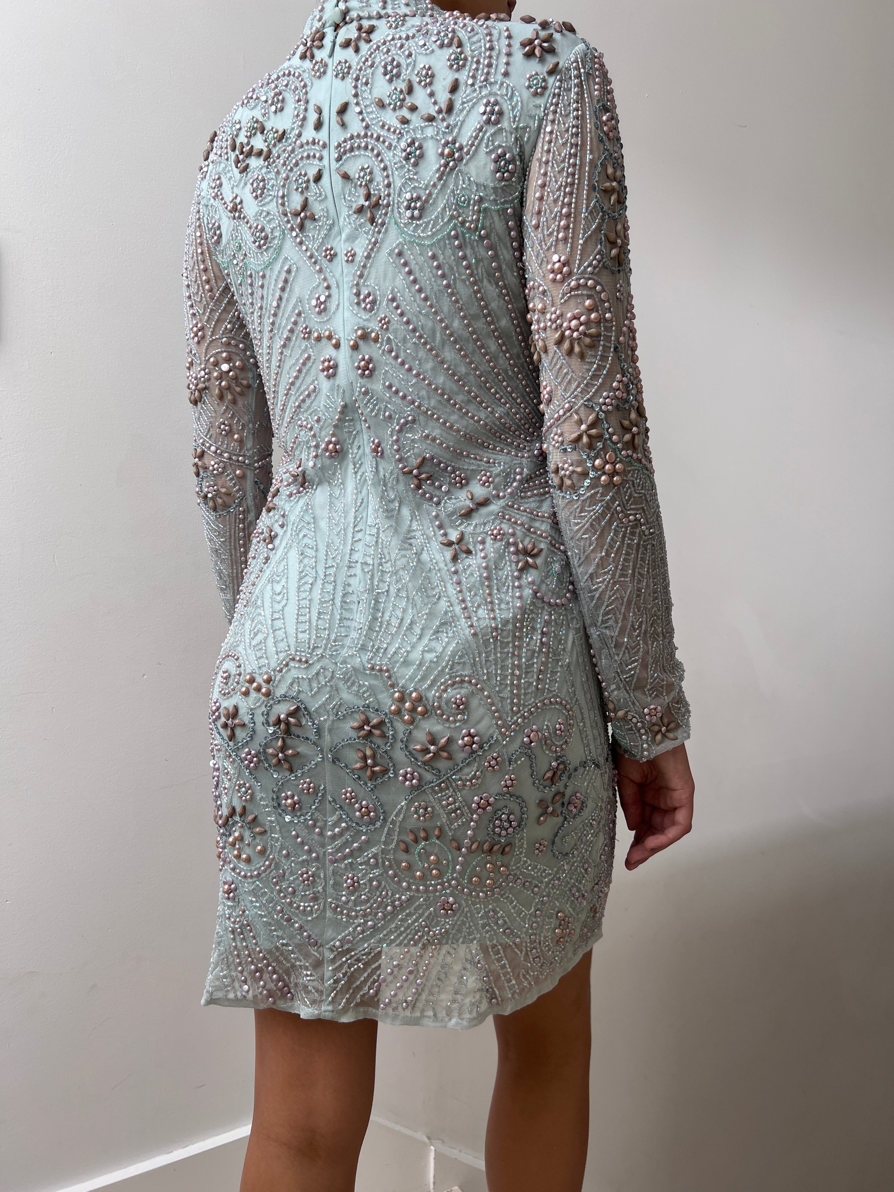 Soft Blue Sequin Mini Dress | Dresses