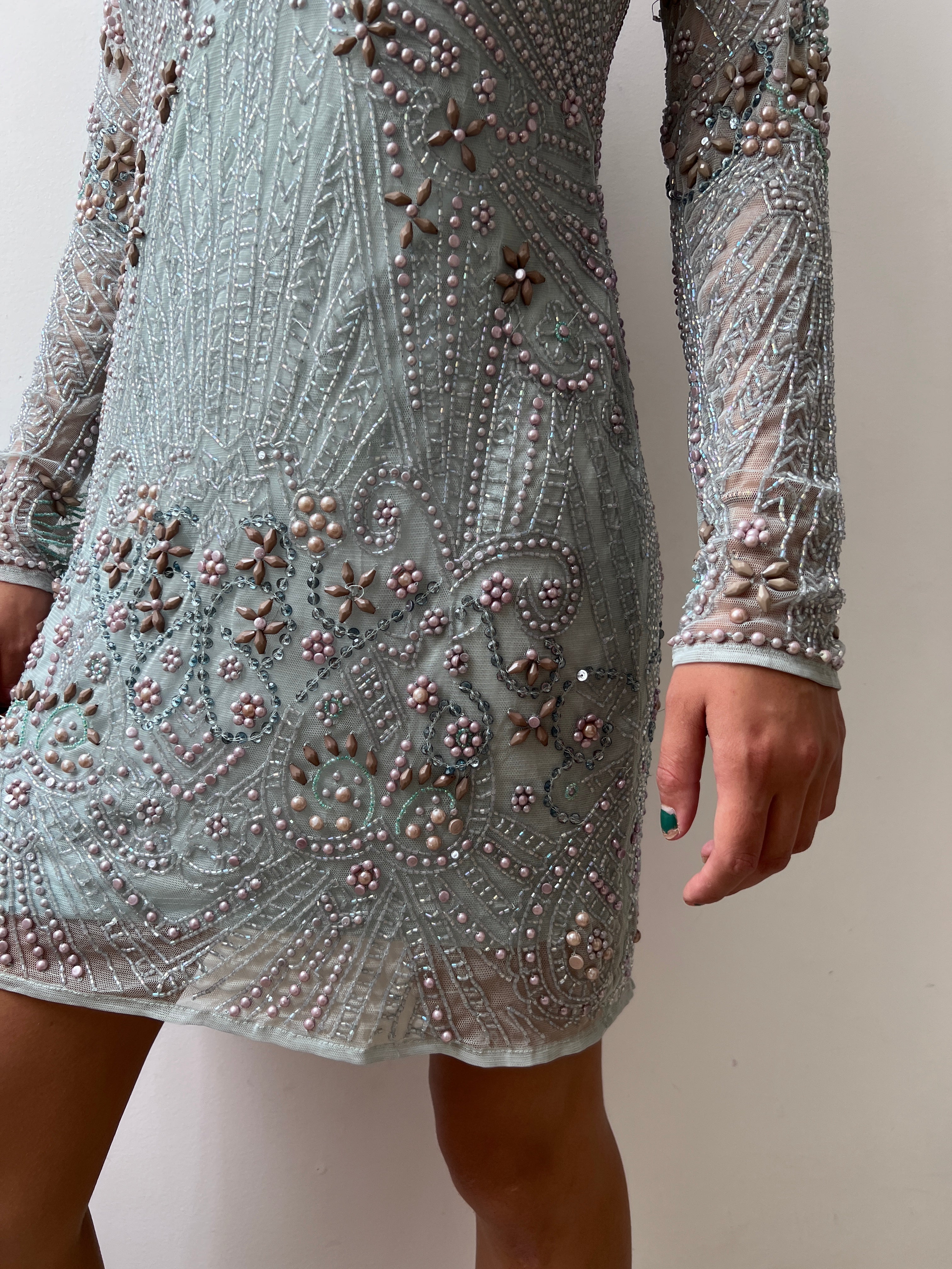 Soft Blue Sequin Mini Dress | Dresses