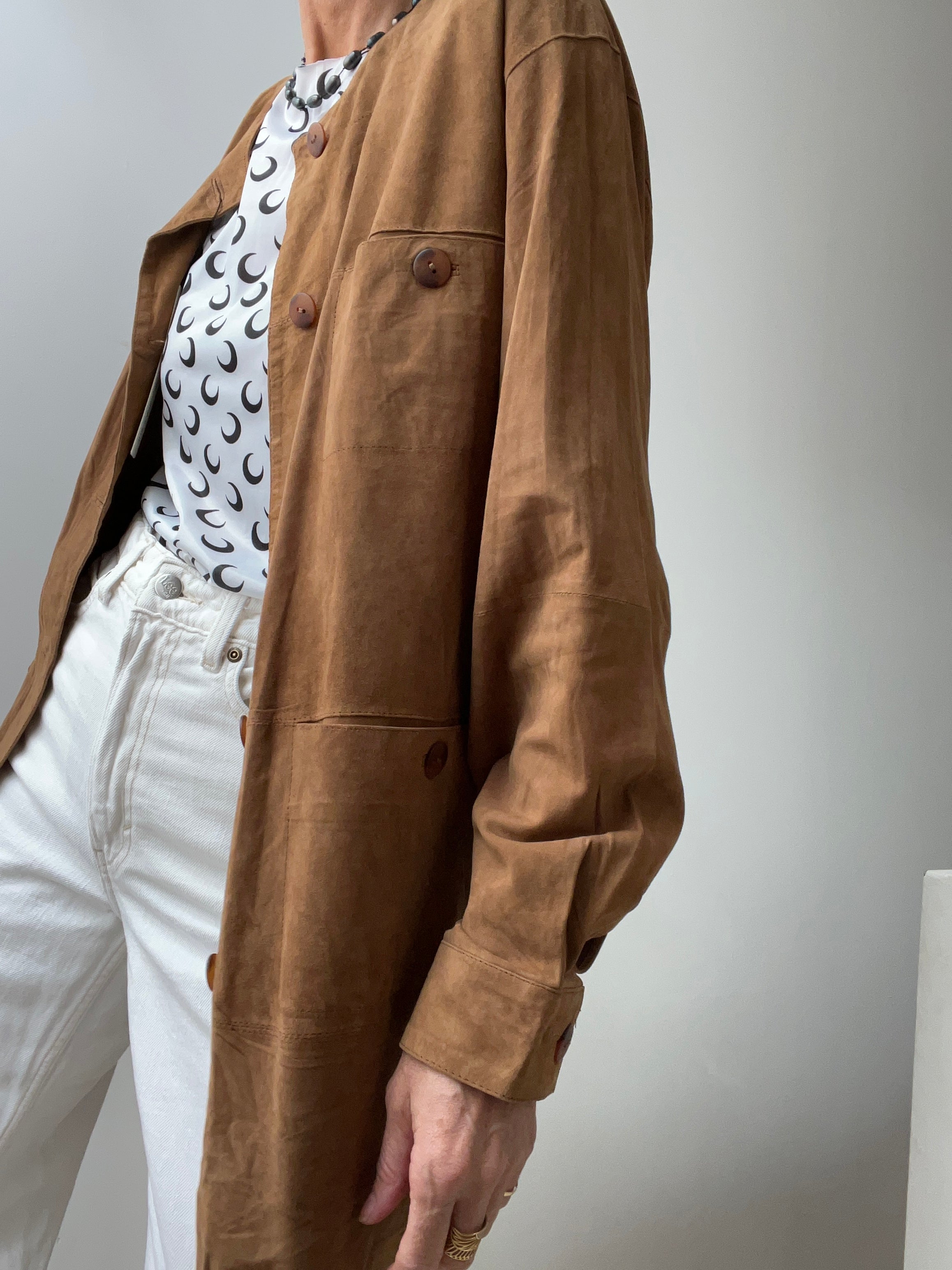 Collarless Suede Jacket by Copacabana | Jackets