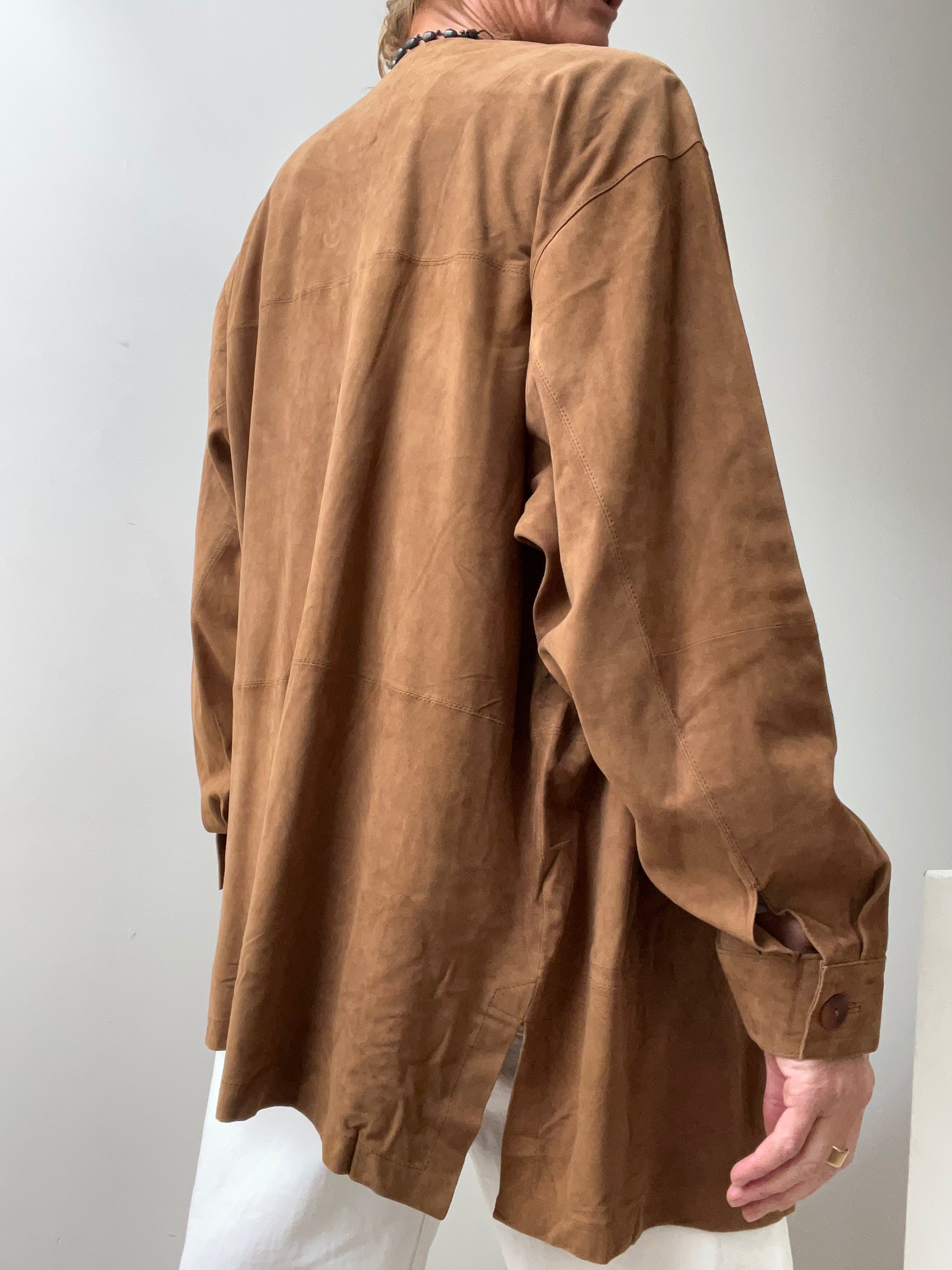 Collarless Suede Jacket by Copacabana | Jackets