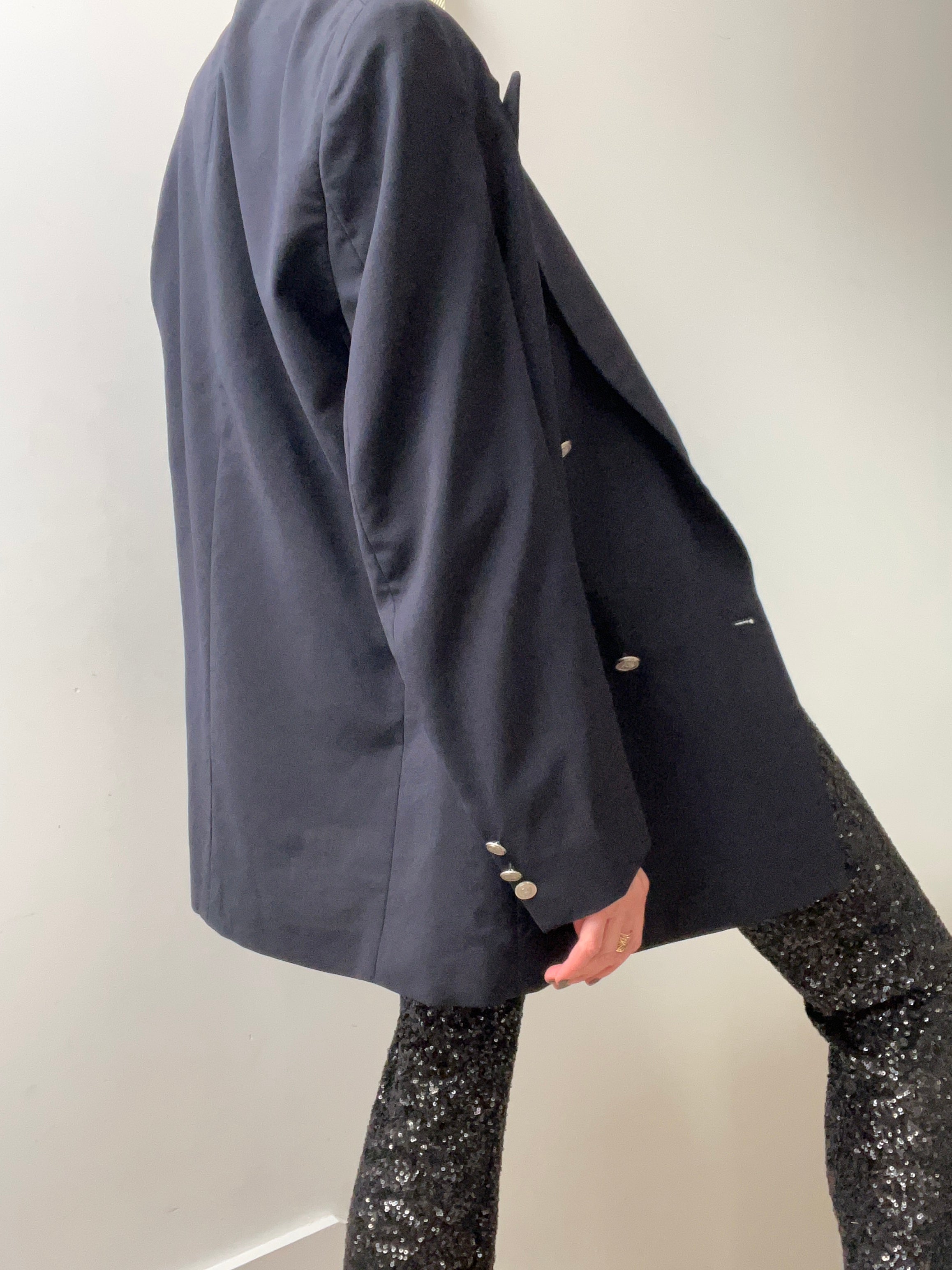 Not specified Jackets Large Navy Double Breasted Silver Crest Blazer